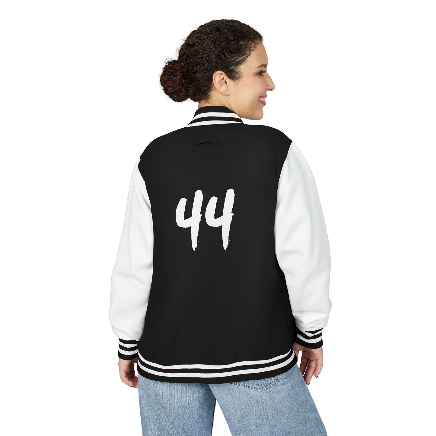 Varsity Jacket — Black & White '44' Letterman Jacket