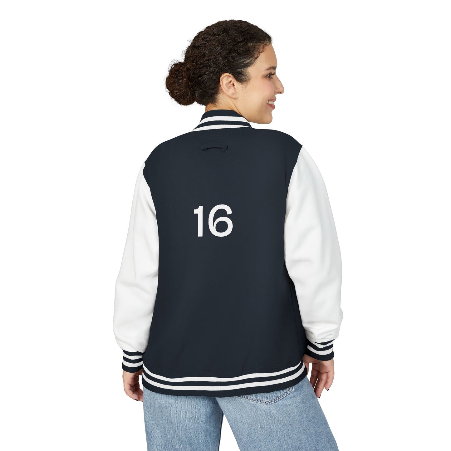 Letterman Jacket — Pink Varsity Jacket with 'CH' Chest and Number 16 Back