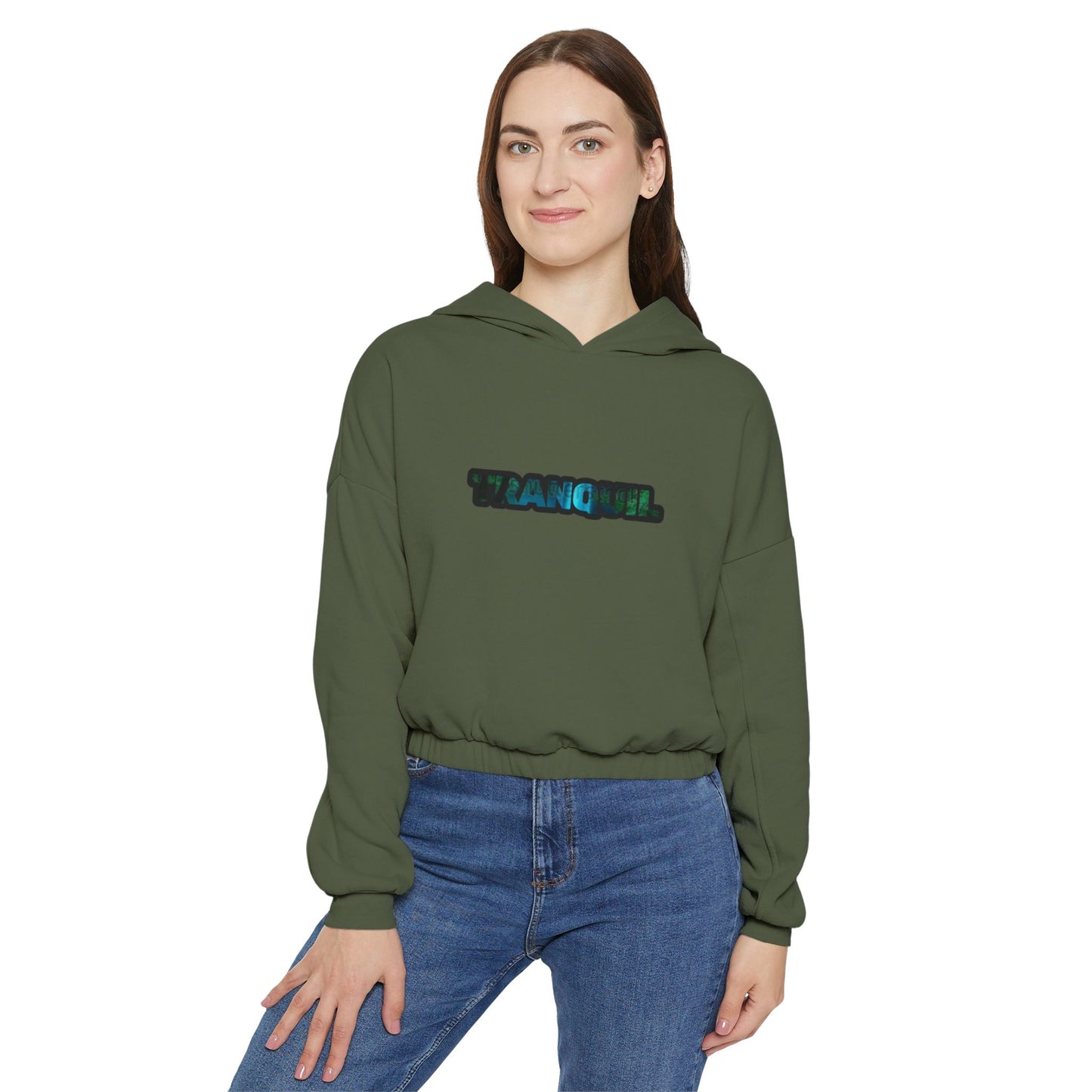 Tranquil Women's Cinched Bottom Hoodie | Cozy Casual, Gift for Her, Relaxed Vibes, Everyday Comfort, Perfect for Self-Care.
