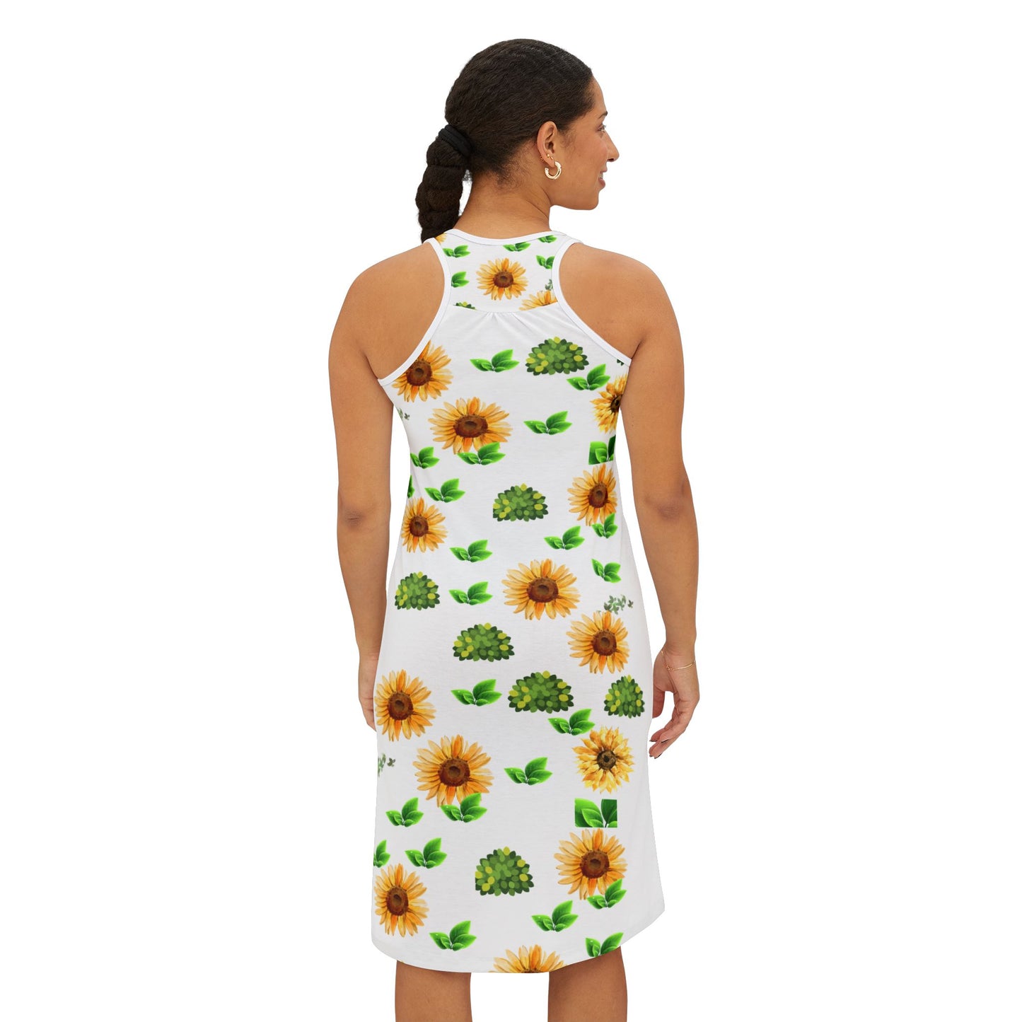 Sunflower & Greenery Racerback Dress — Floral Summer Sundress