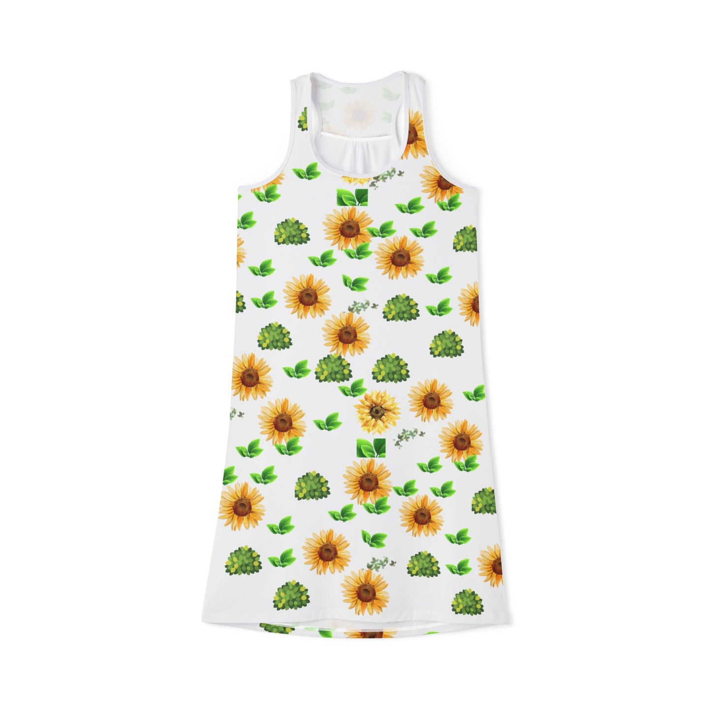 Sunflower & Greenery Racerback Dress — Floral Summer Sundress