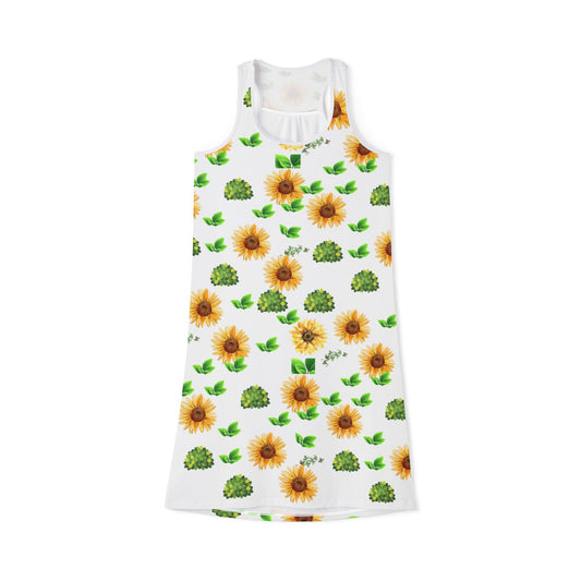 Sunflower & Greenery Racerback Dress — Floral Summer Sundress