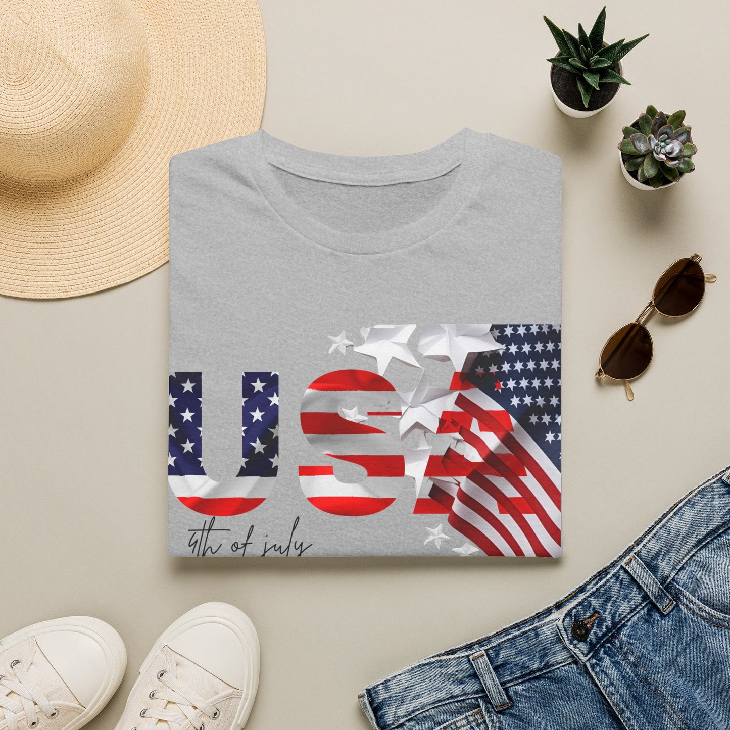 USA Flag Graphic T‑Shirt — 4th of July Patriotic Tee