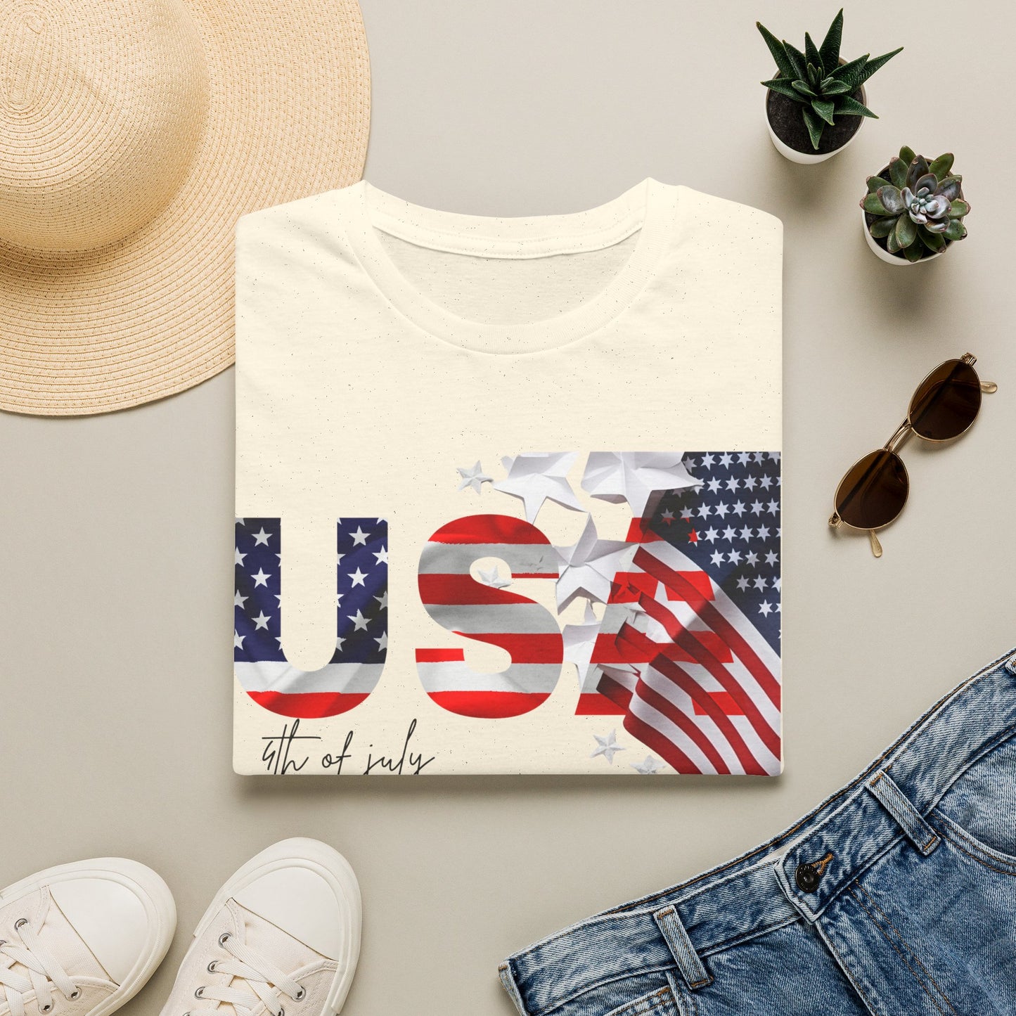 USA Flag Graphic T‑Shirt — 4th of July Patriotic Tee
