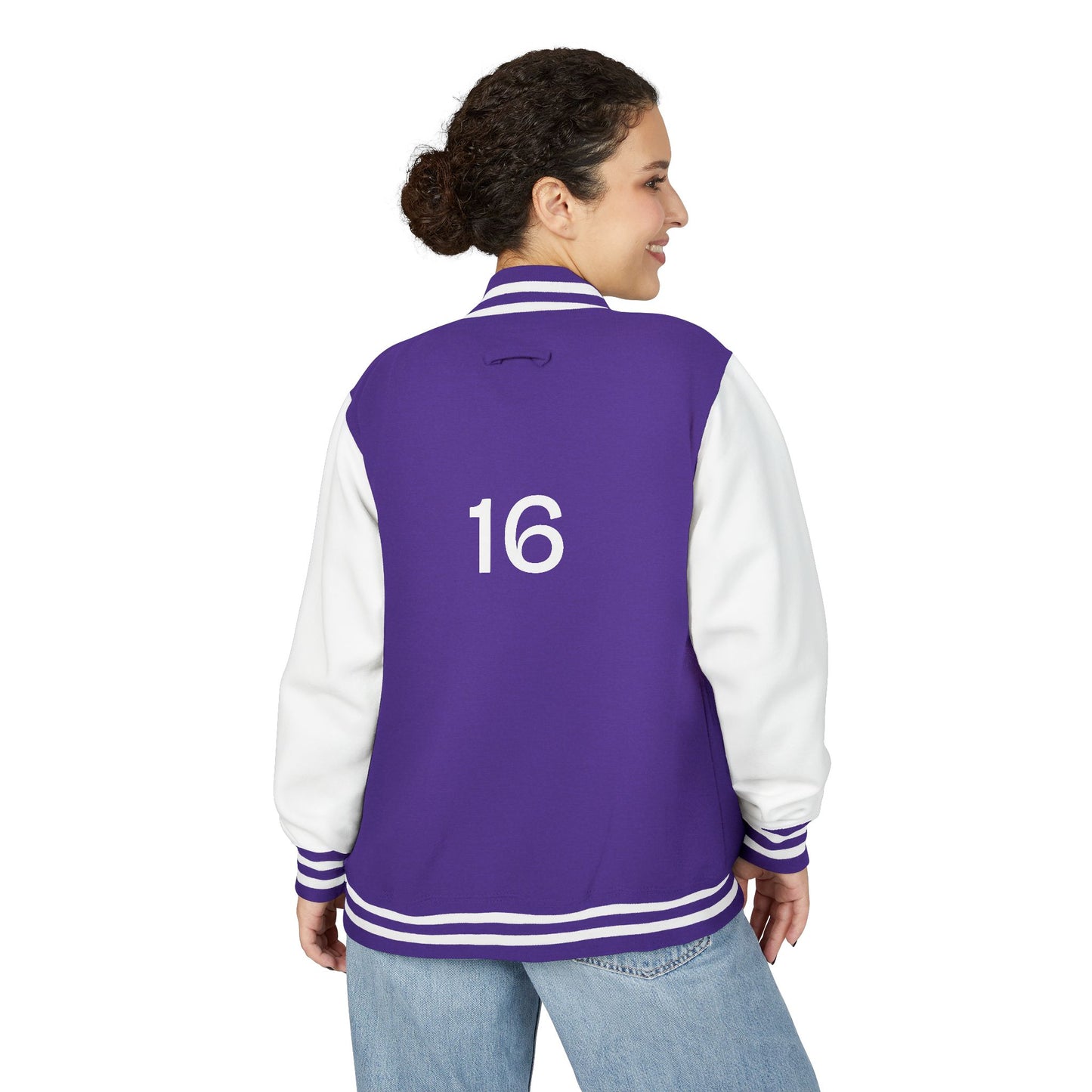 Letterman Jacket — Pink Varsity Jacket with 'CH' Chest and Number 16 Back