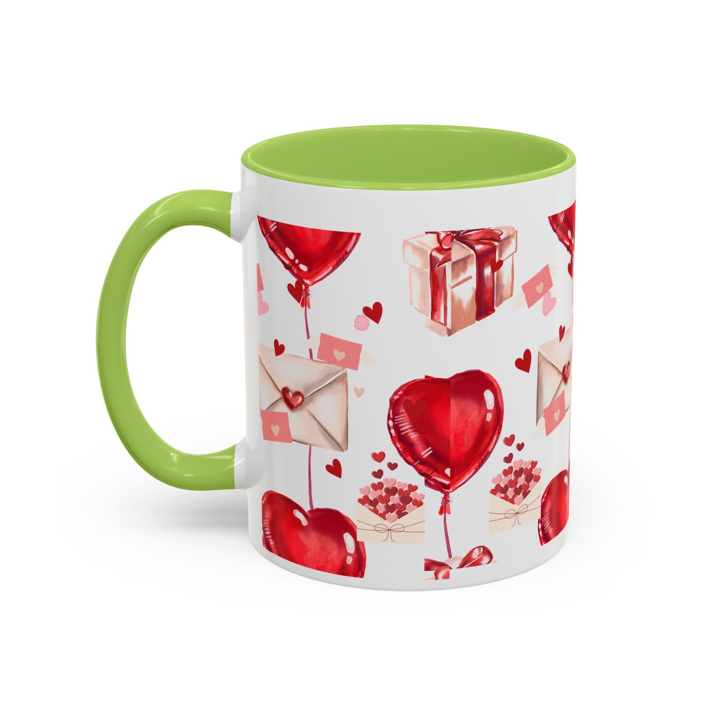 Valentine Heart Balloons & Love Letters Accent Coffee Mug