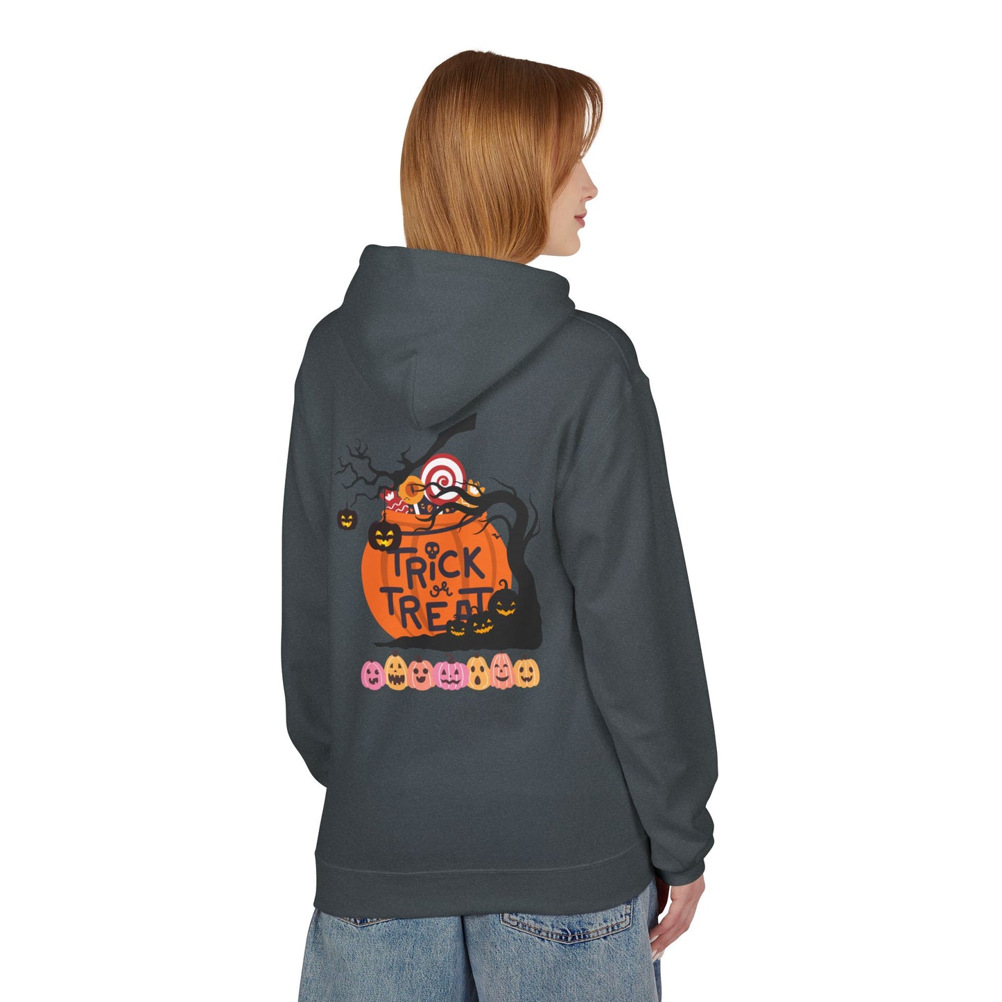 Halloween Fleece Hoodie, Cozy Trick or Treat Sweater, Unisex Fall Apparel, Spooky Season Gift, Festive Celebration Wear