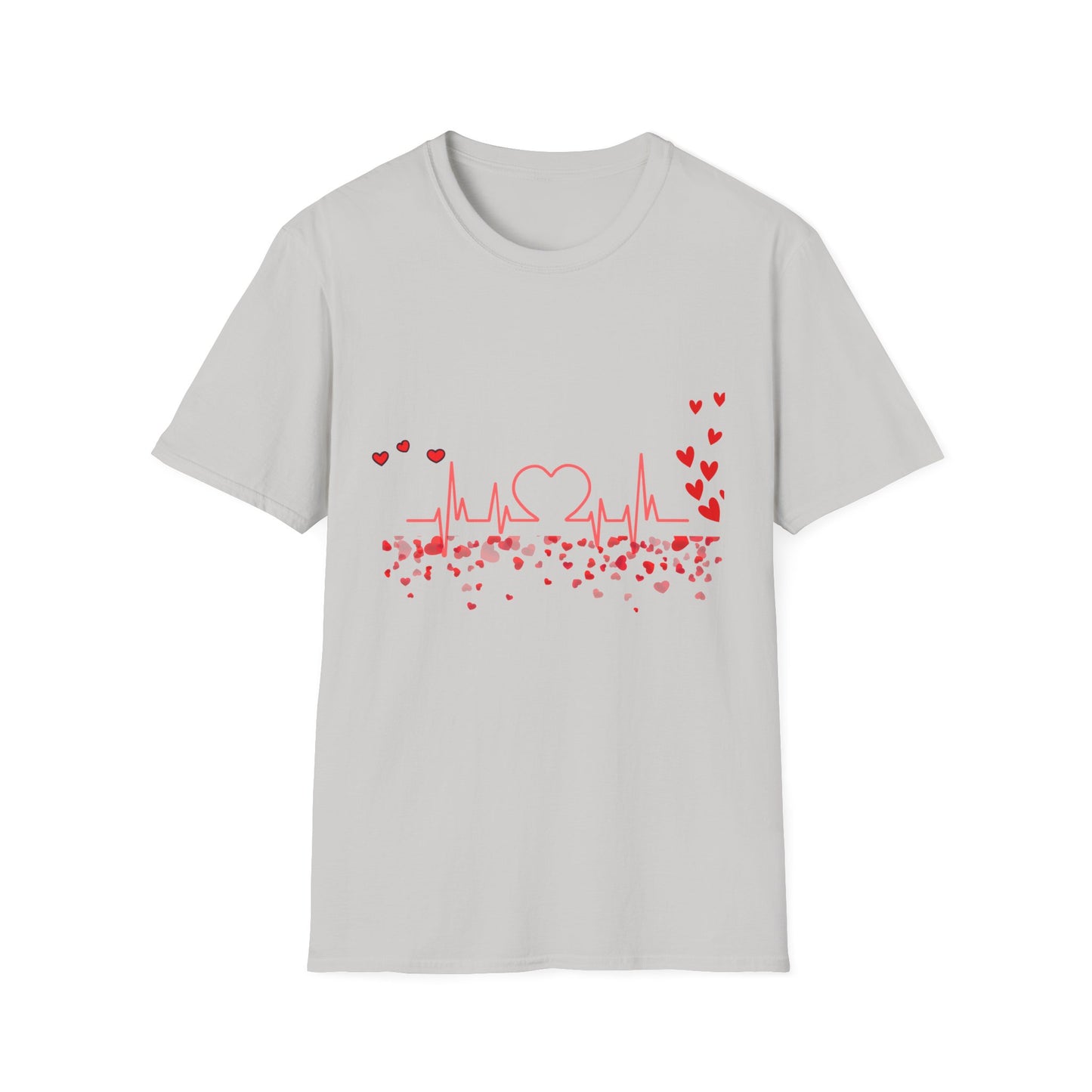 Heartbeat Love Unisex T-Shirt - Softstyle Graphic Tee for Valentine's Day & Romantic Occasions