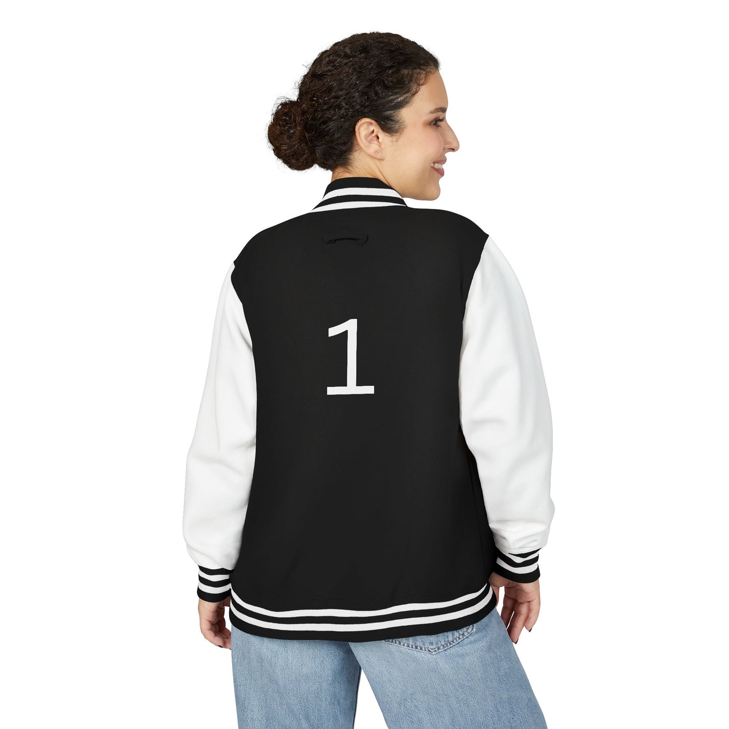 Letterman Jacket – Black & White Varsity Jacket with 'W' Initial and Back Number 1