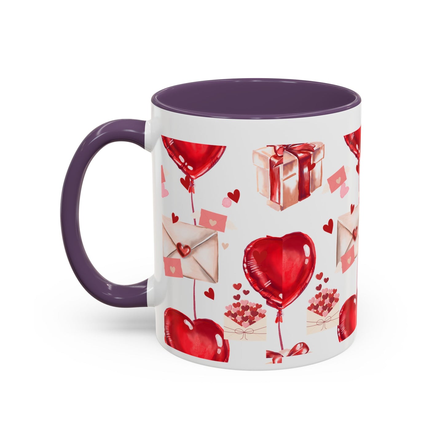 Valentine Heart Balloons & Love Letters Accent Coffee Mug