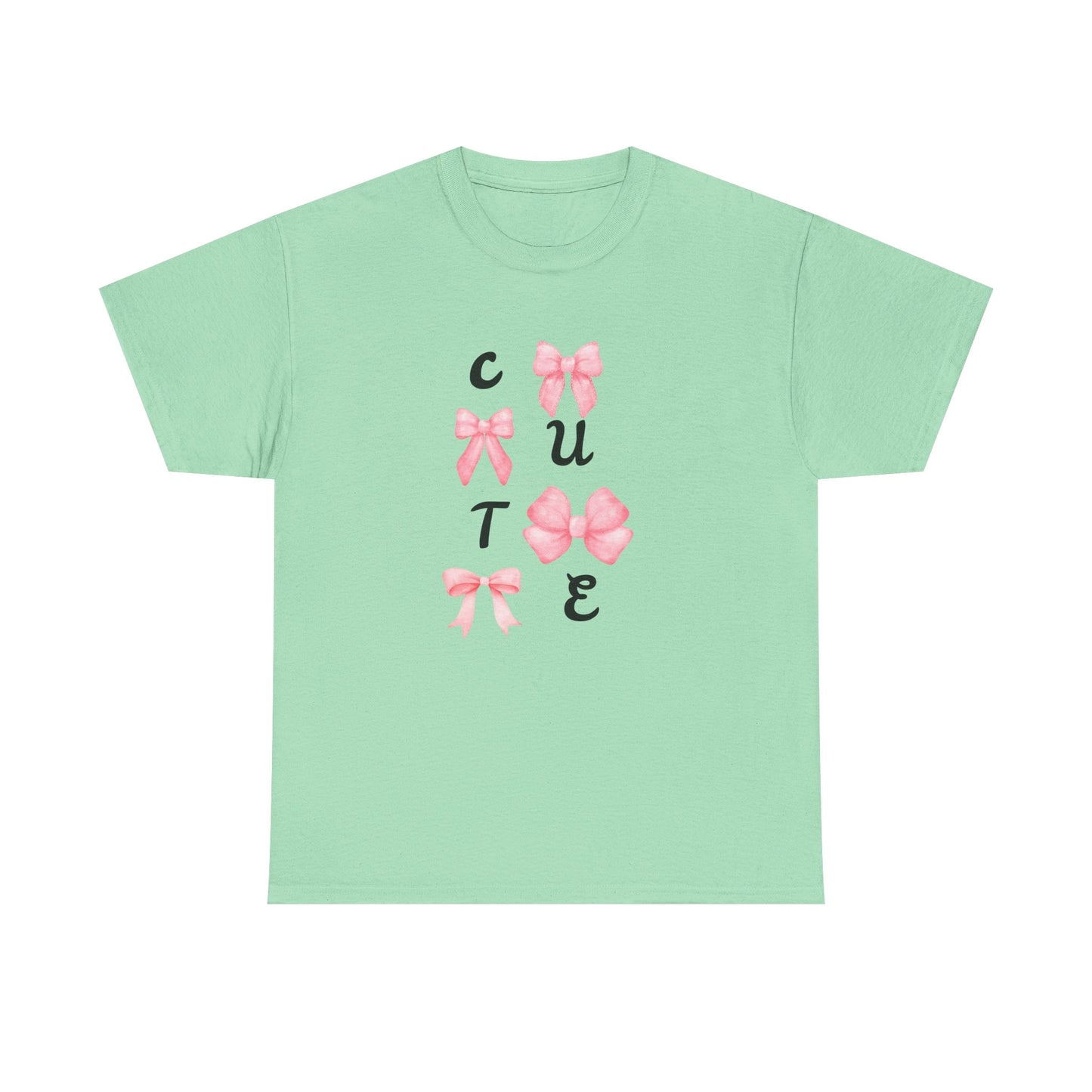 Cute Pink Ribbon Girls Heavy Cotton Tee