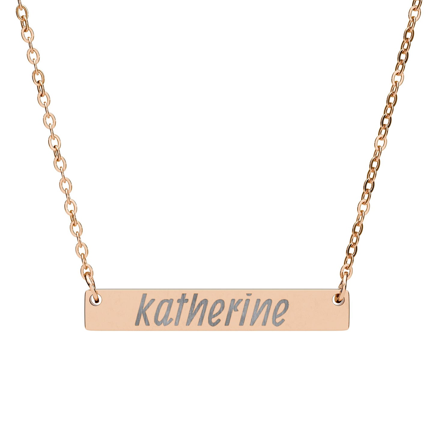 Personalized Horizontal Bar Necklace — Engraved Name Pendant