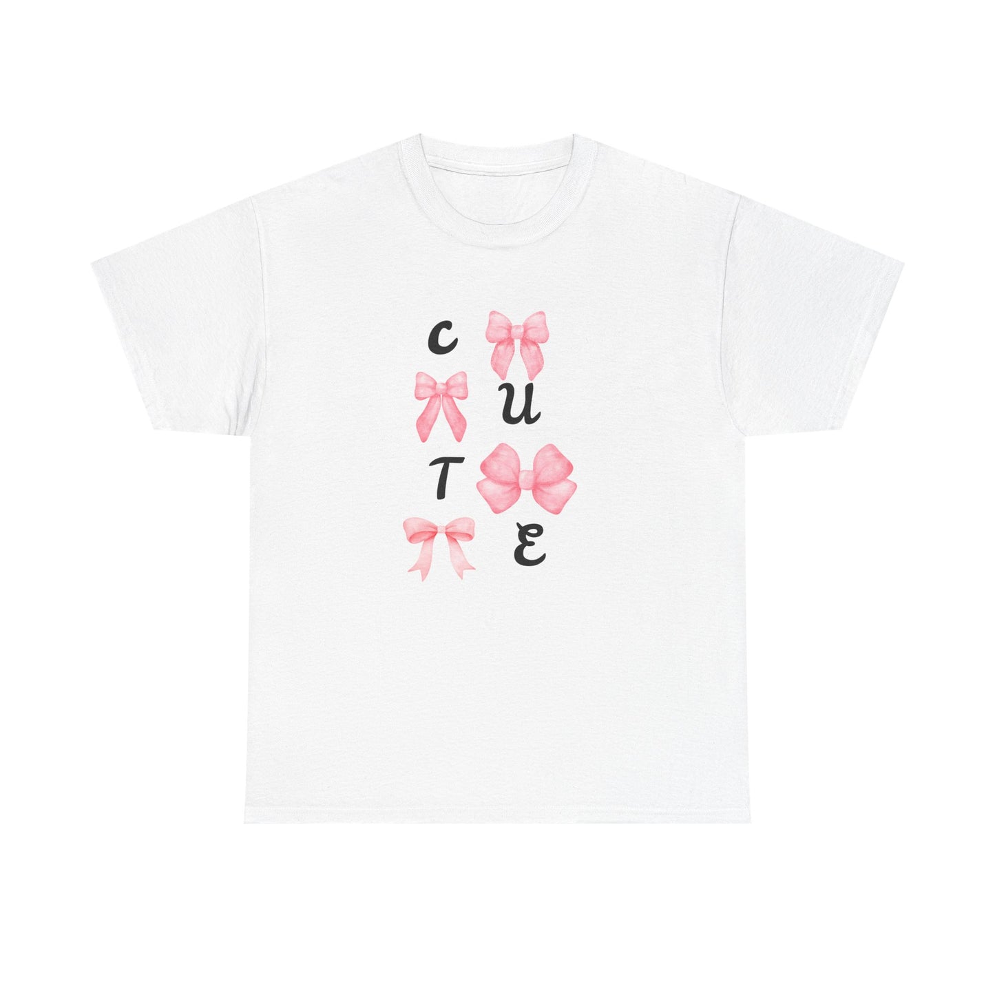 Cute Pink Ribbon Girls Heavy Cotton Tee