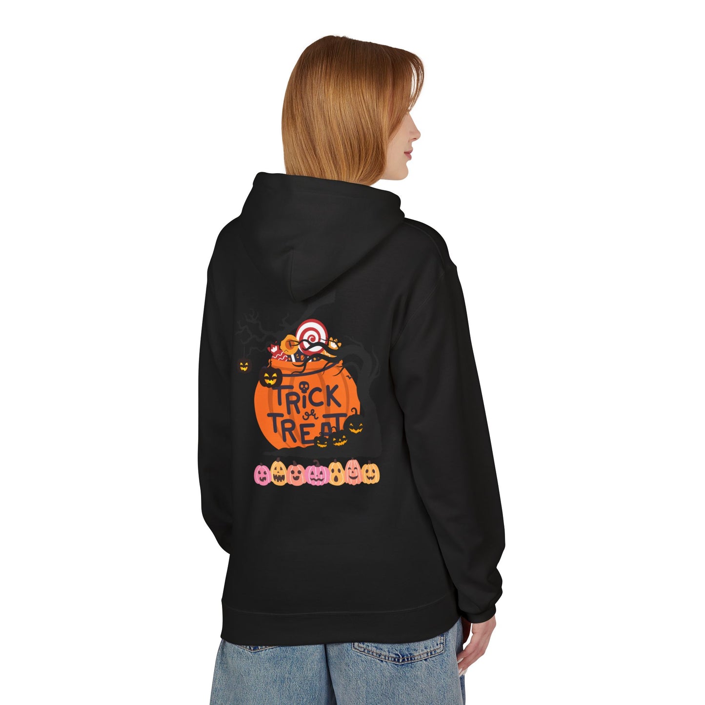 Halloween Fleece Hoodie, Cozy Trick or Treat Sweater, Unisex Fall Apparel, Spooky Season Gift, Festive Celebration Wear