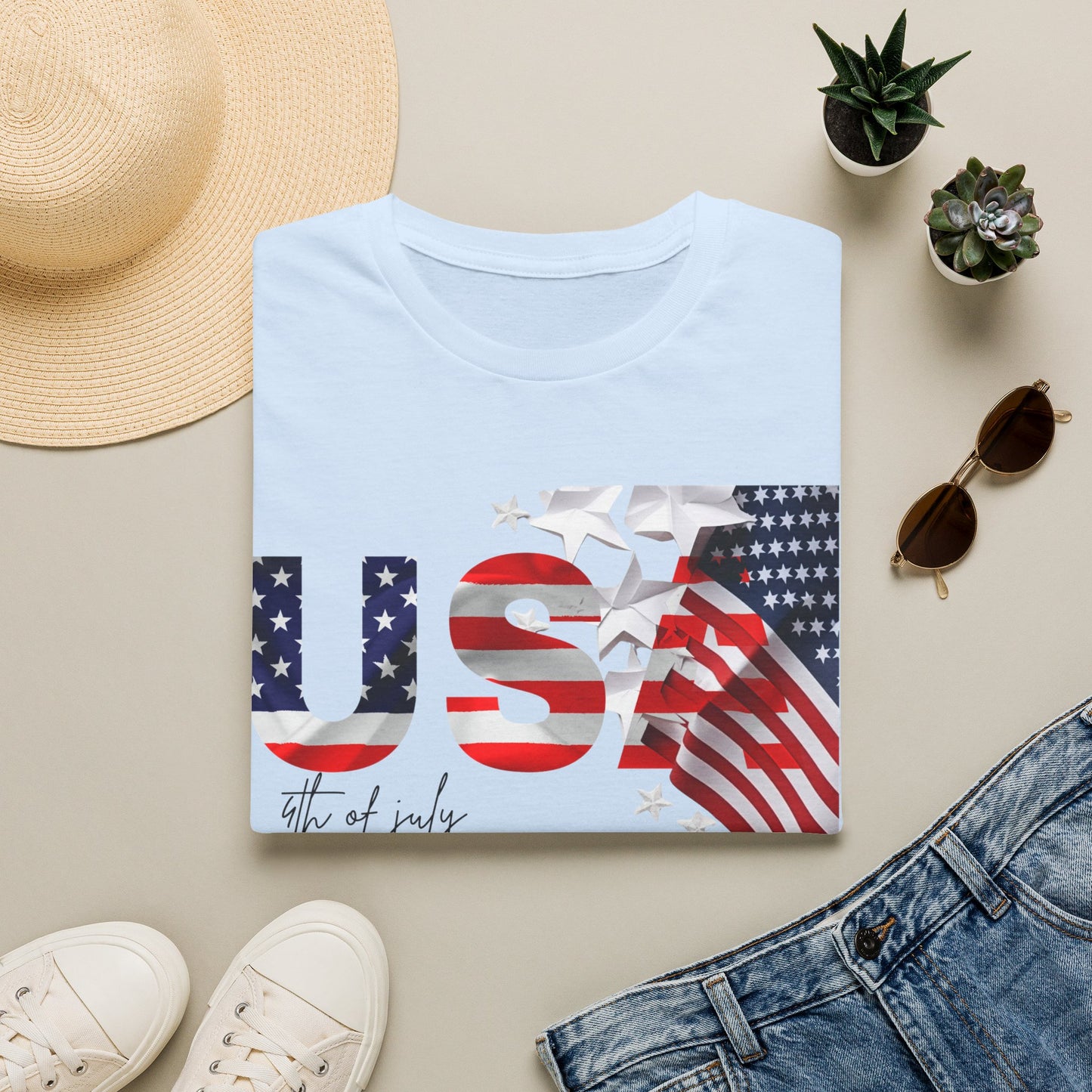 USA Flag Graphic T‑Shirt — 4th of July Patriotic Tee