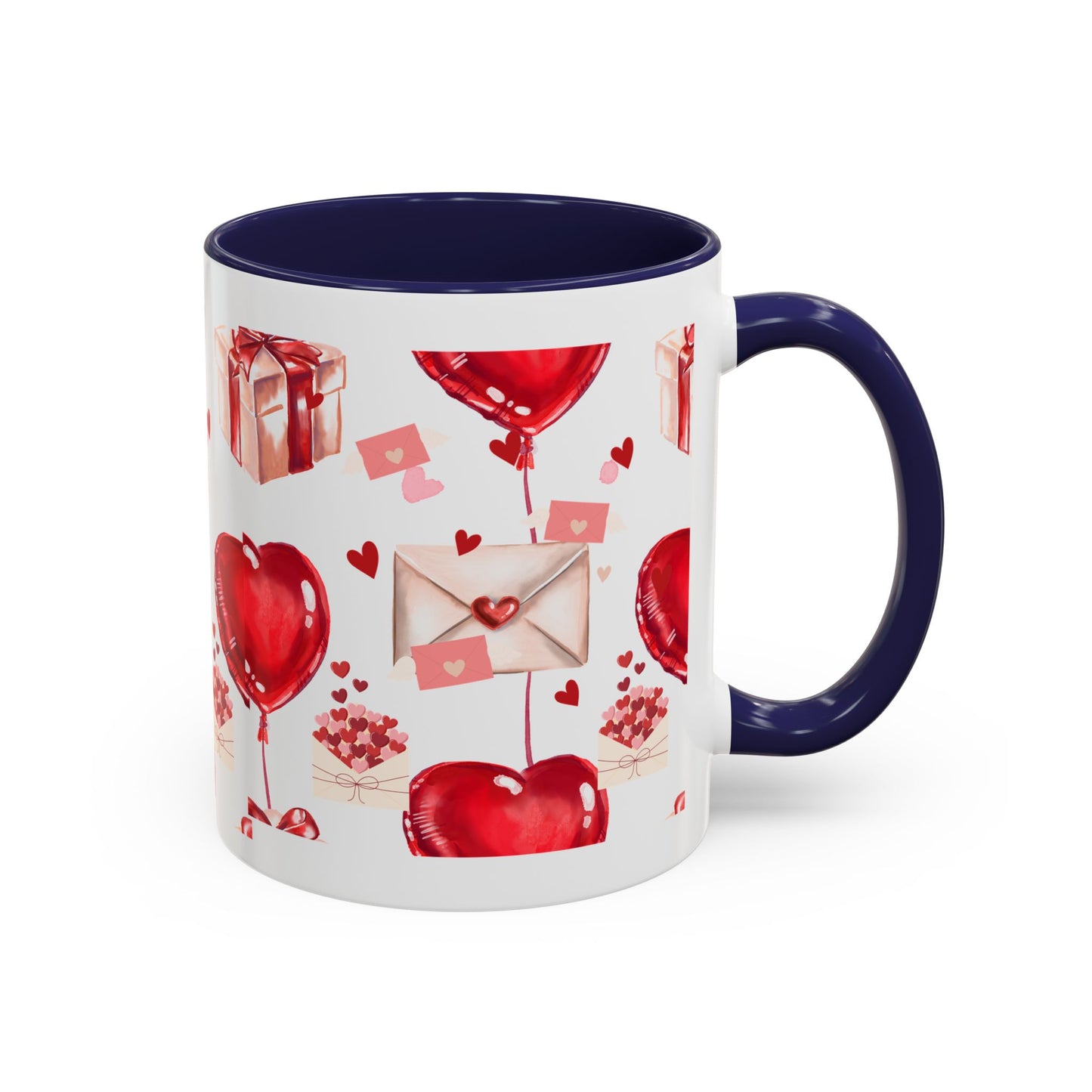 Valentine Heart Balloons & Love Letters Accent Coffee Mug