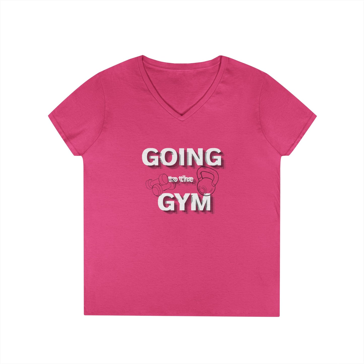Going Gym V-Neck T-Shirt — Women's Fitness Tee with Dumbbell Graphic
