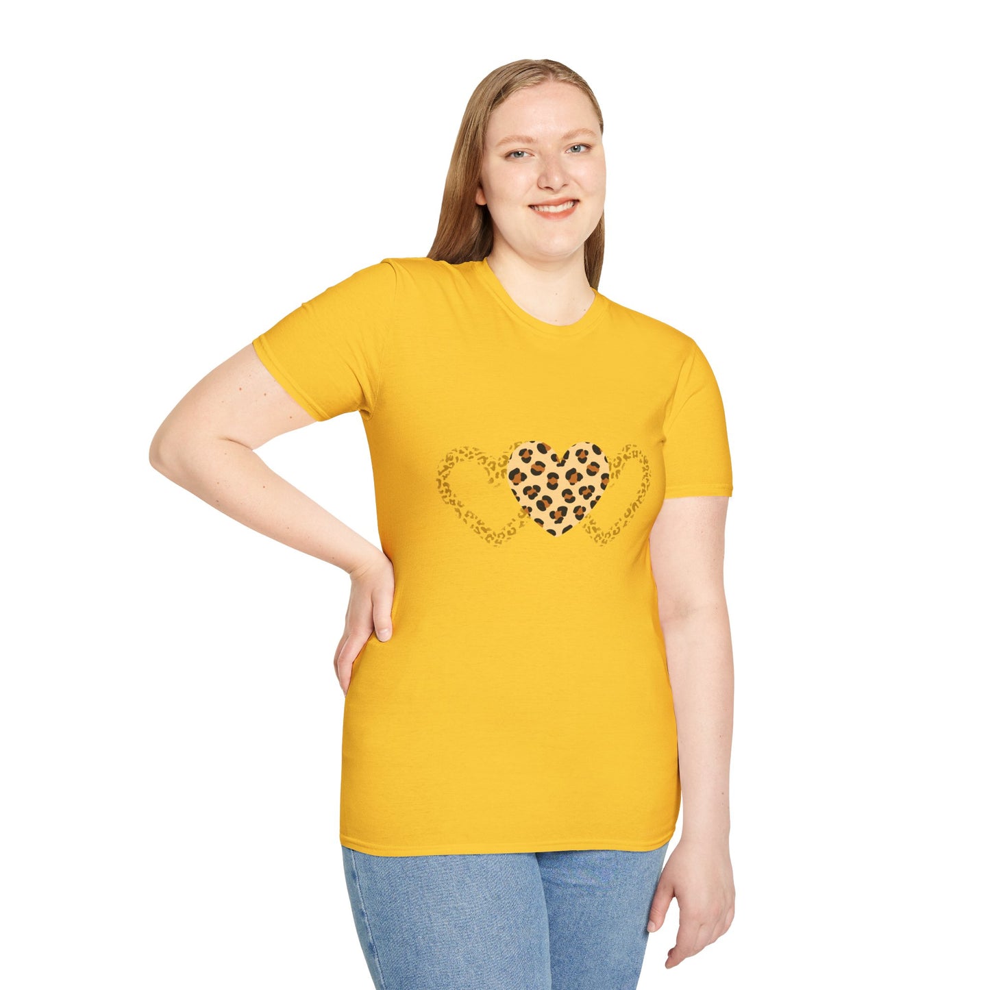 Leopard Heart Love T-Shirt - Unisex Softstyle Tee for Animal Lovers