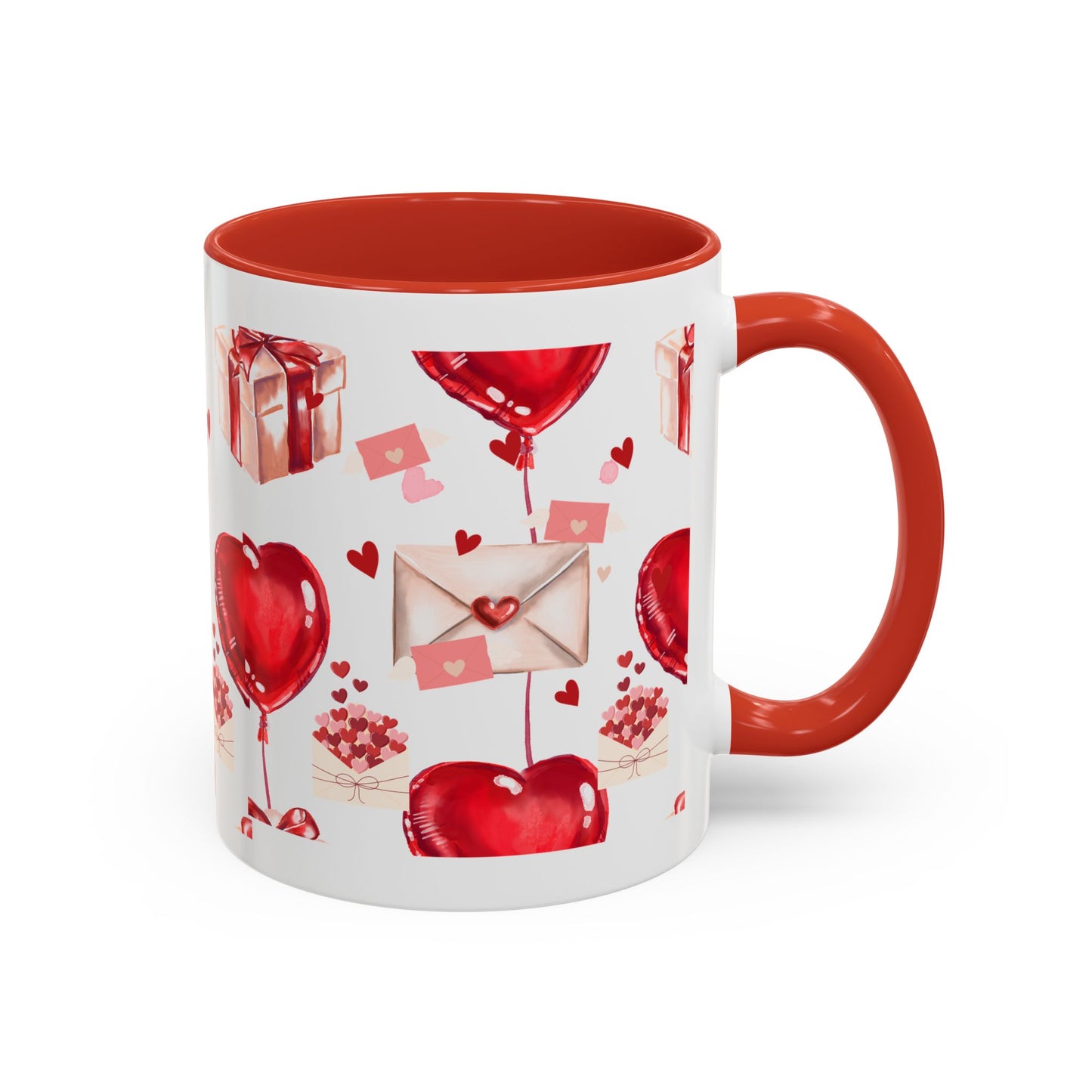 Valentine Heart Balloons & Love Letters Accent Coffee Mug