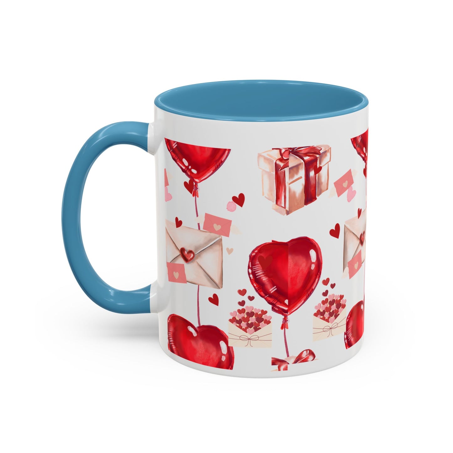 Valentine Heart Balloons & Love Letters Accent Coffee Mug