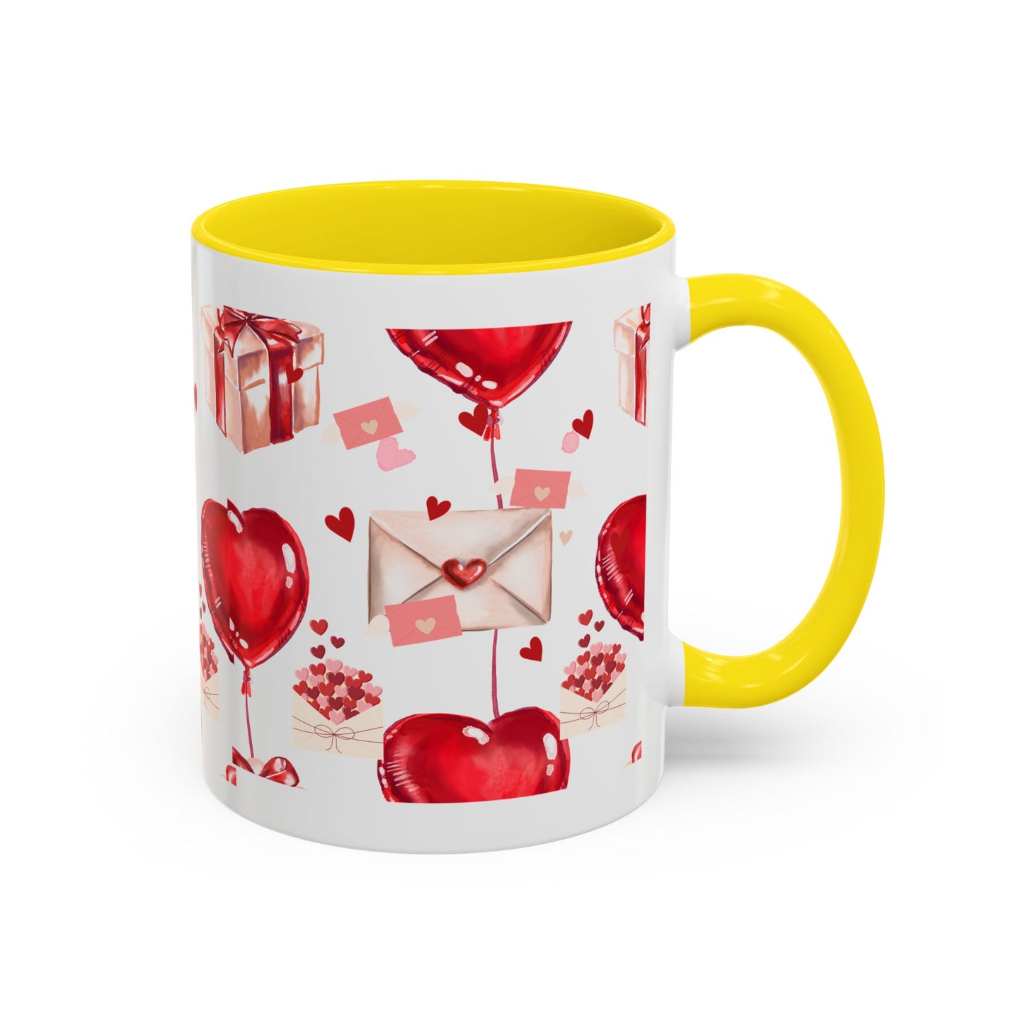 Valentine Heart Balloons & Love Letters Accent Coffee Mug