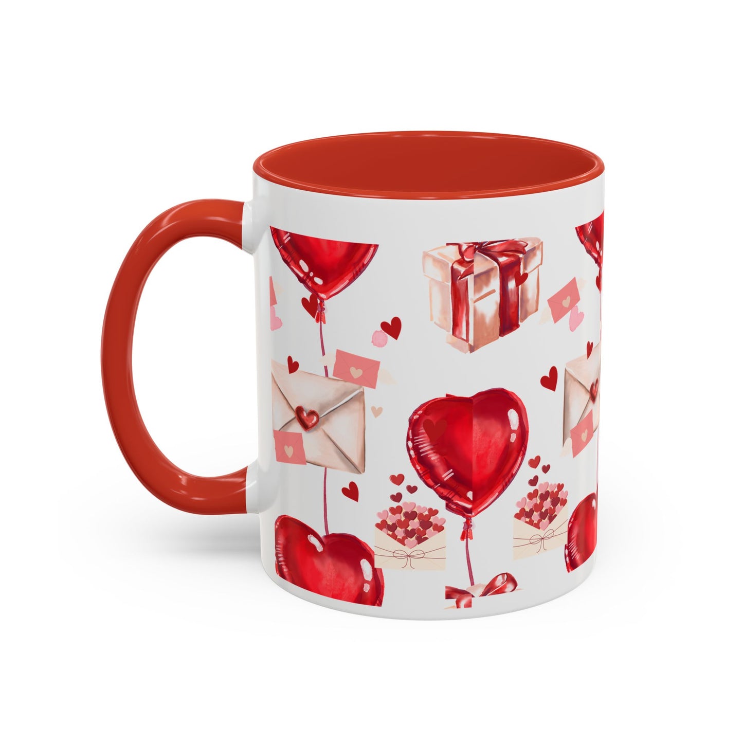 Valentine Heart Balloons & Love Letters Accent Coffee Mug