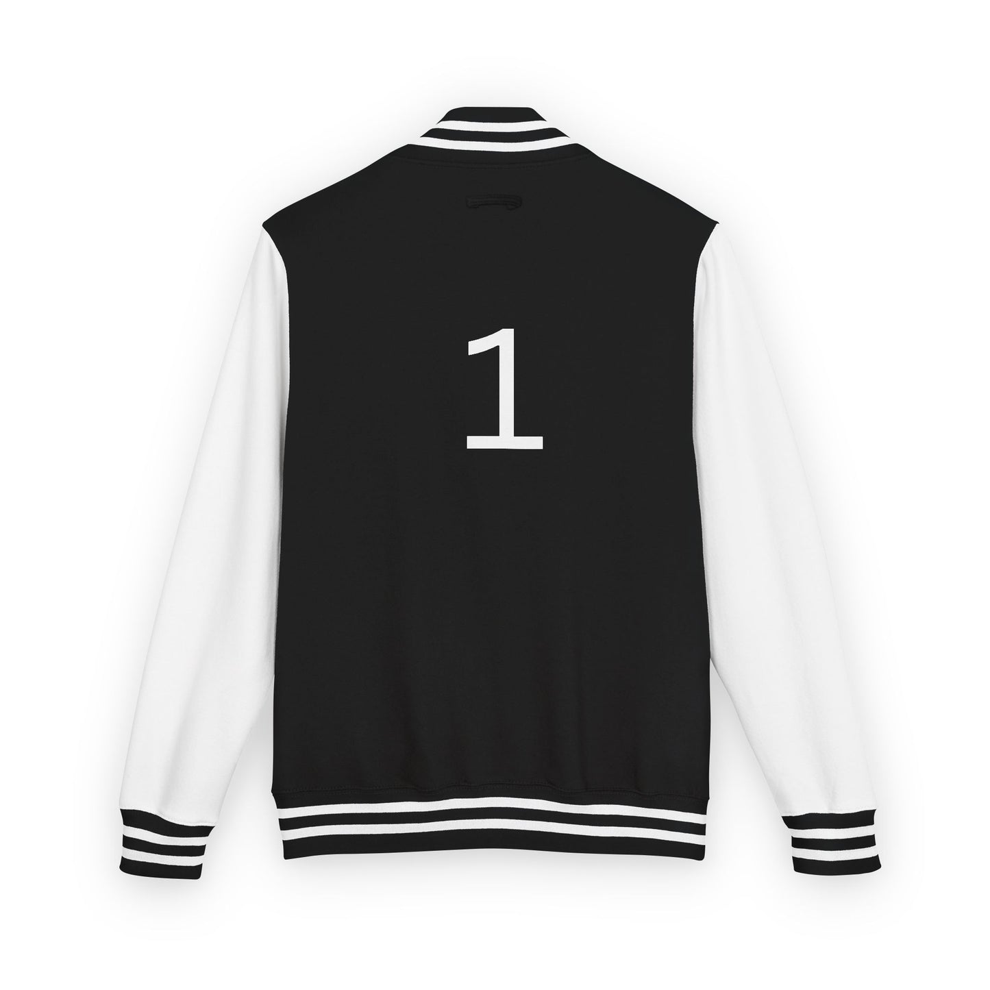 Letterman Jacket – Black & White Varsity Jacket with 'W' Initial and Back Number 1