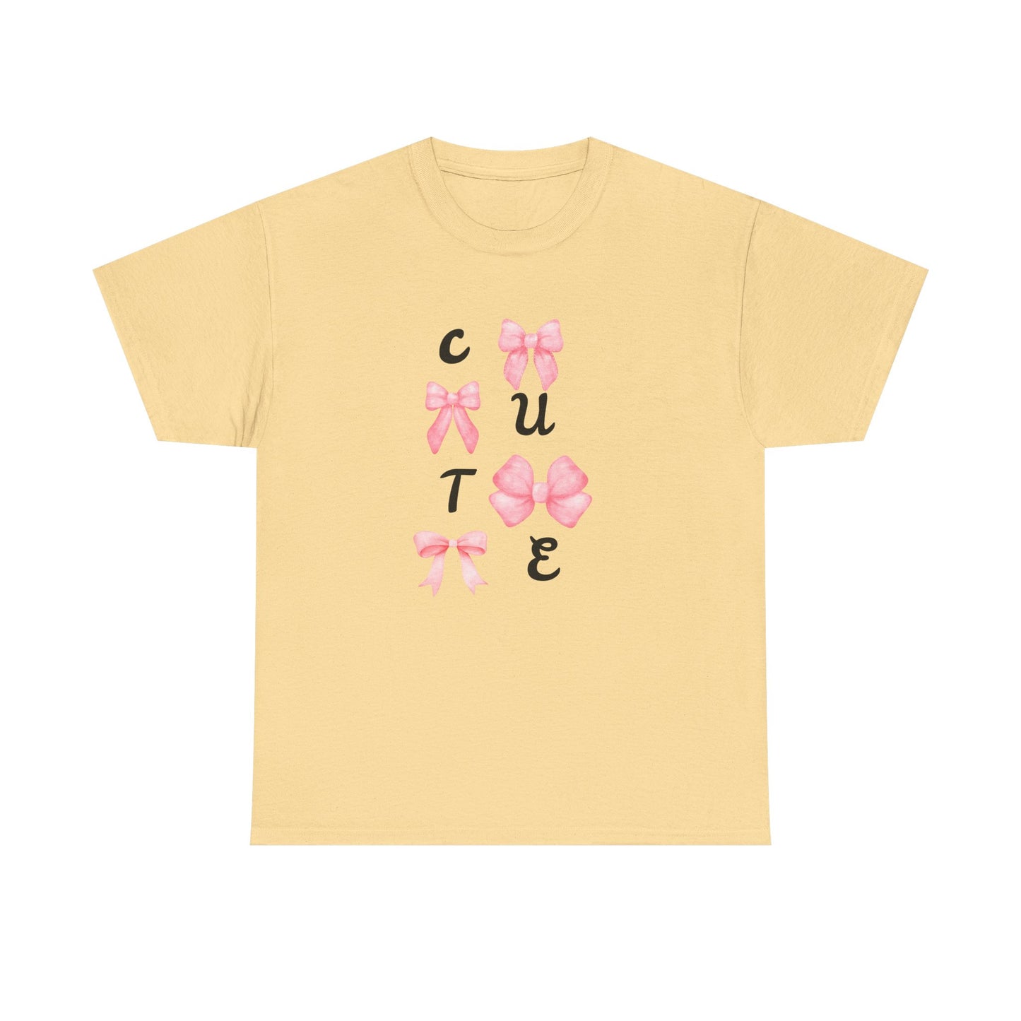 Cute Pink Ribbon Girls Heavy Cotton Tee