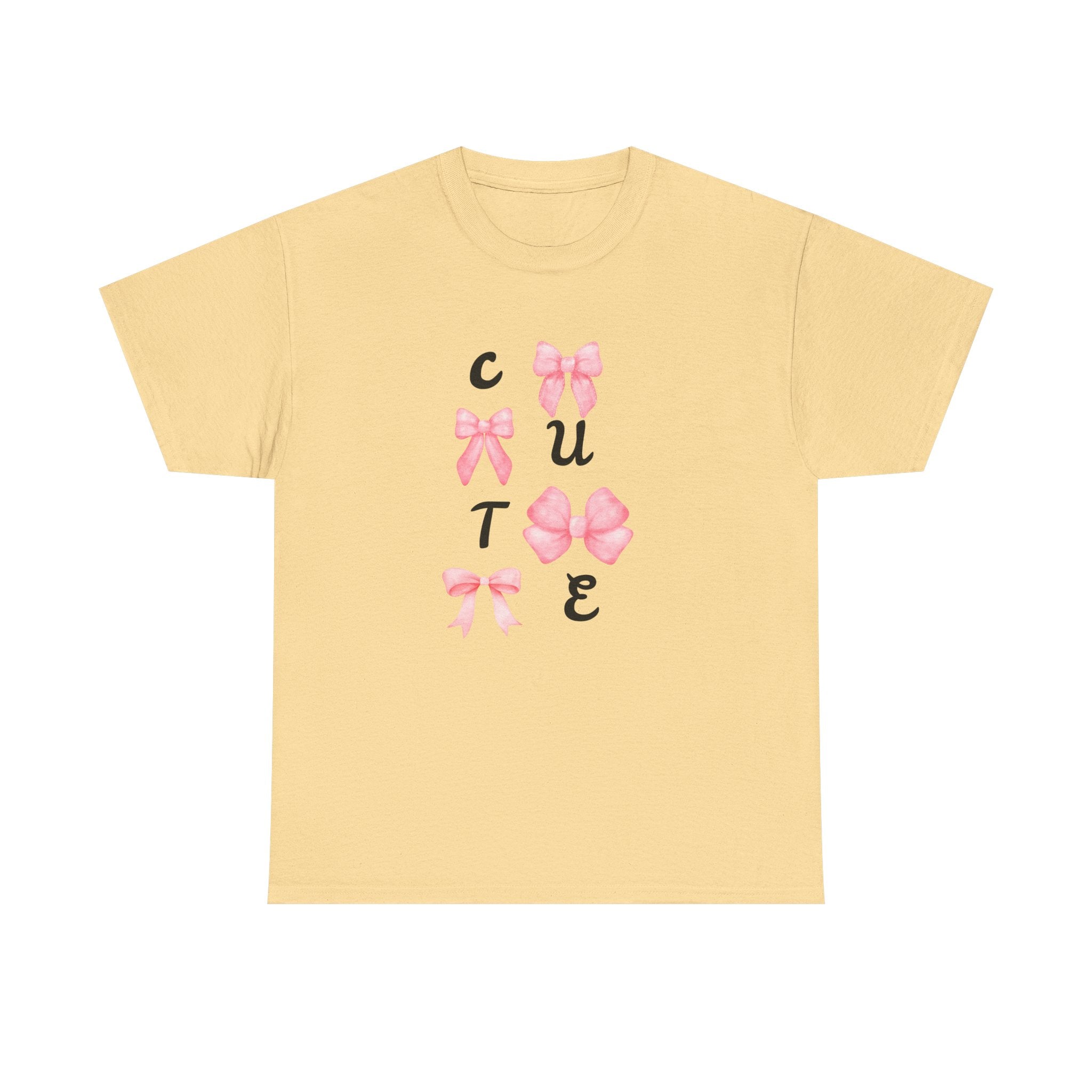 Cute Pink Ribbon Girls Heavy Cotton Tee