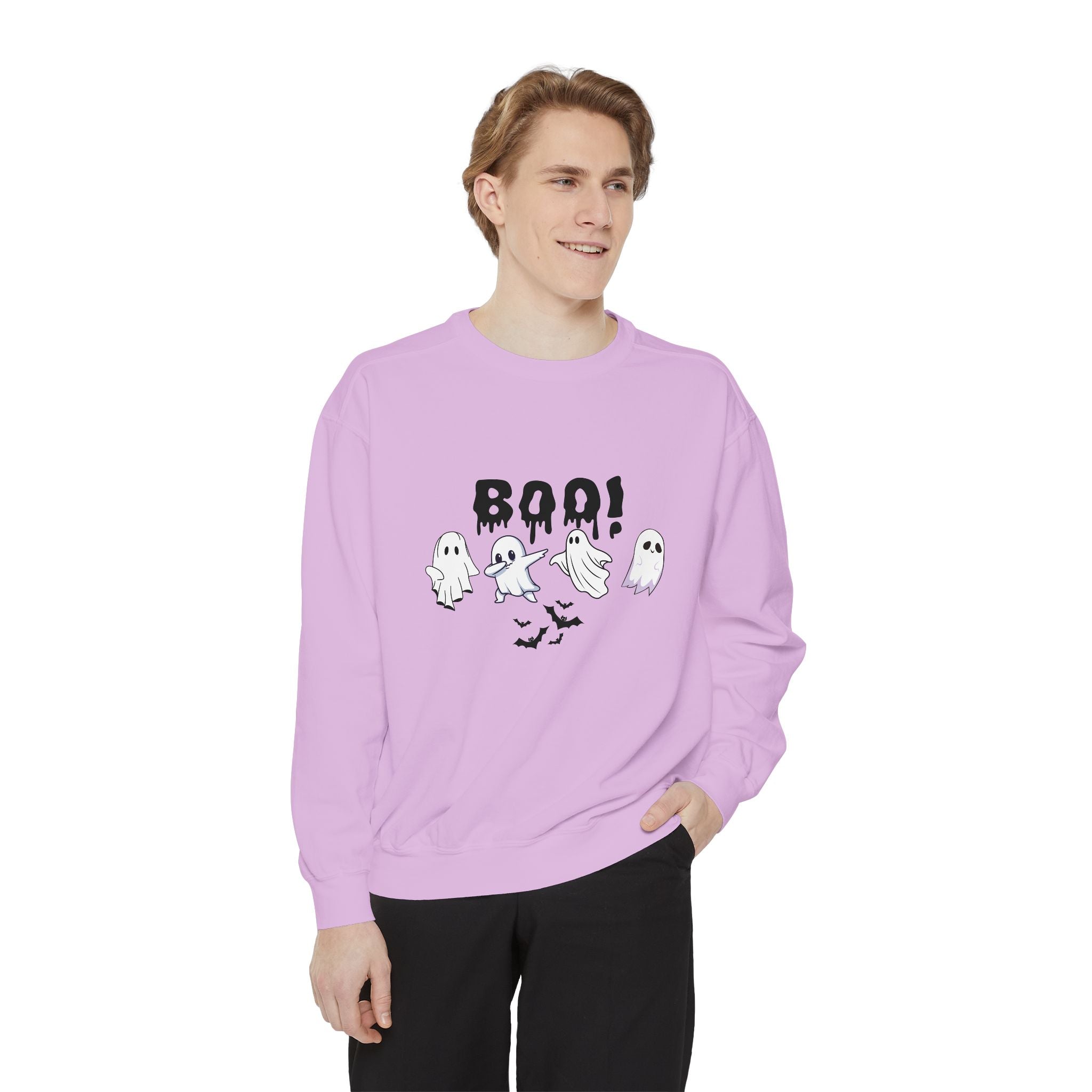 Boo Ghost Sweatshirt, Halloween Cozy Top, Unisex Fall Apparel, Spooky Season Gift, Casual Sweatshirt for Celebrations
