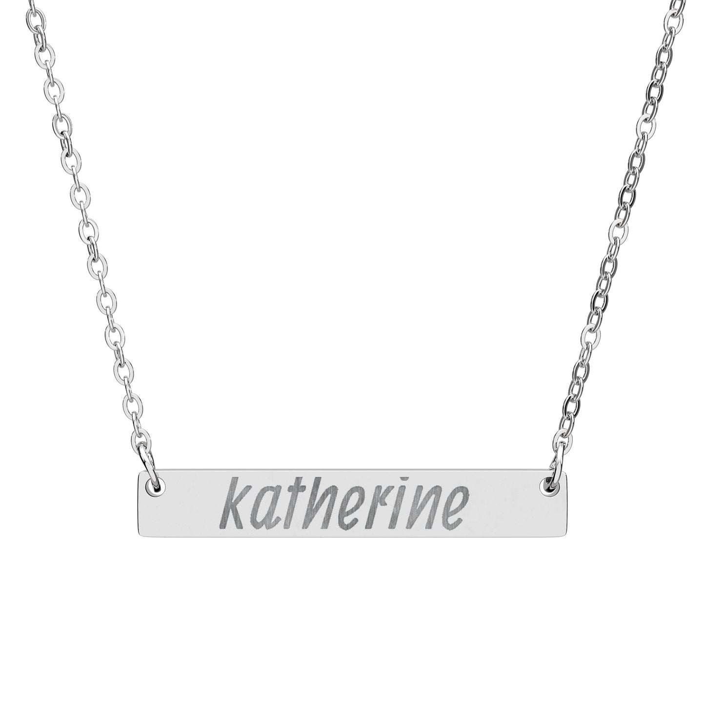 Personalized Horizontal Bar Necklace — Engraved Name Pendant