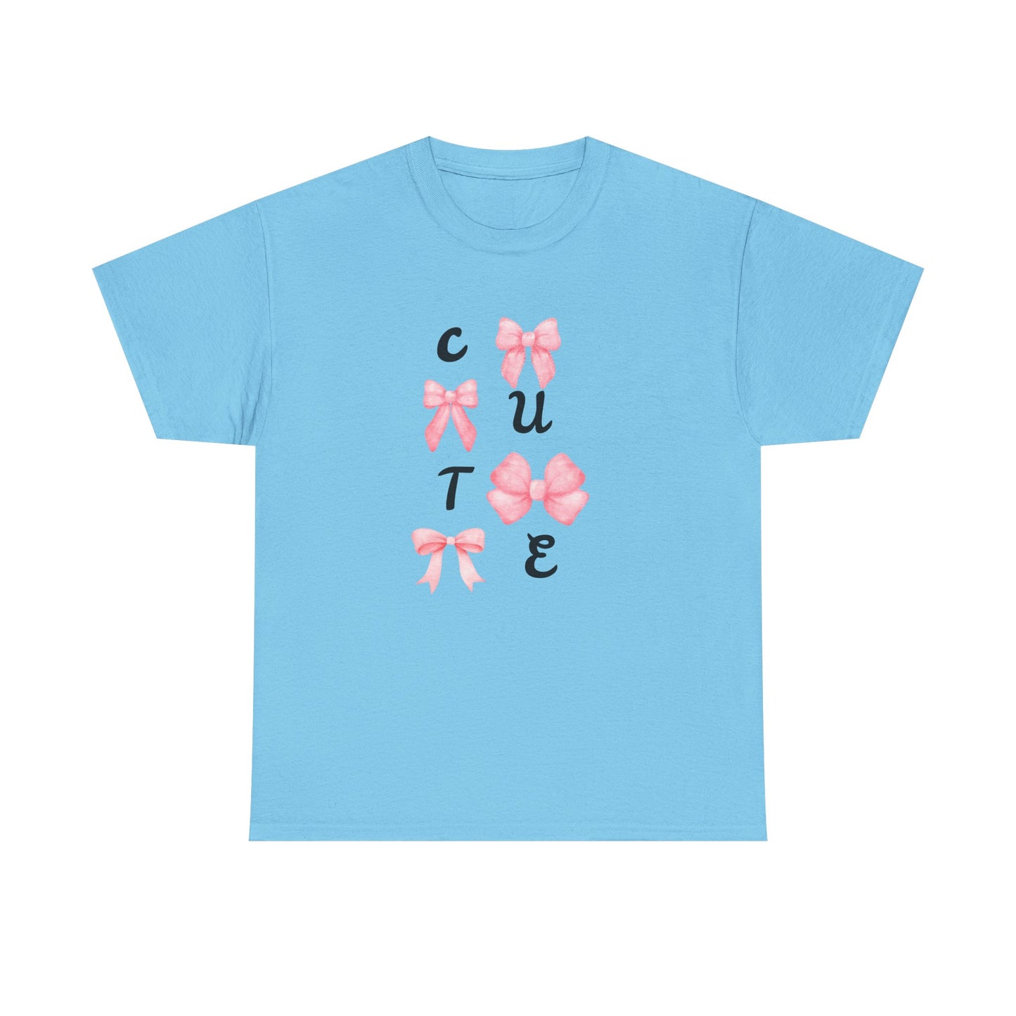 Cute Pink Ribbon Girls Heavy Cotton Tee