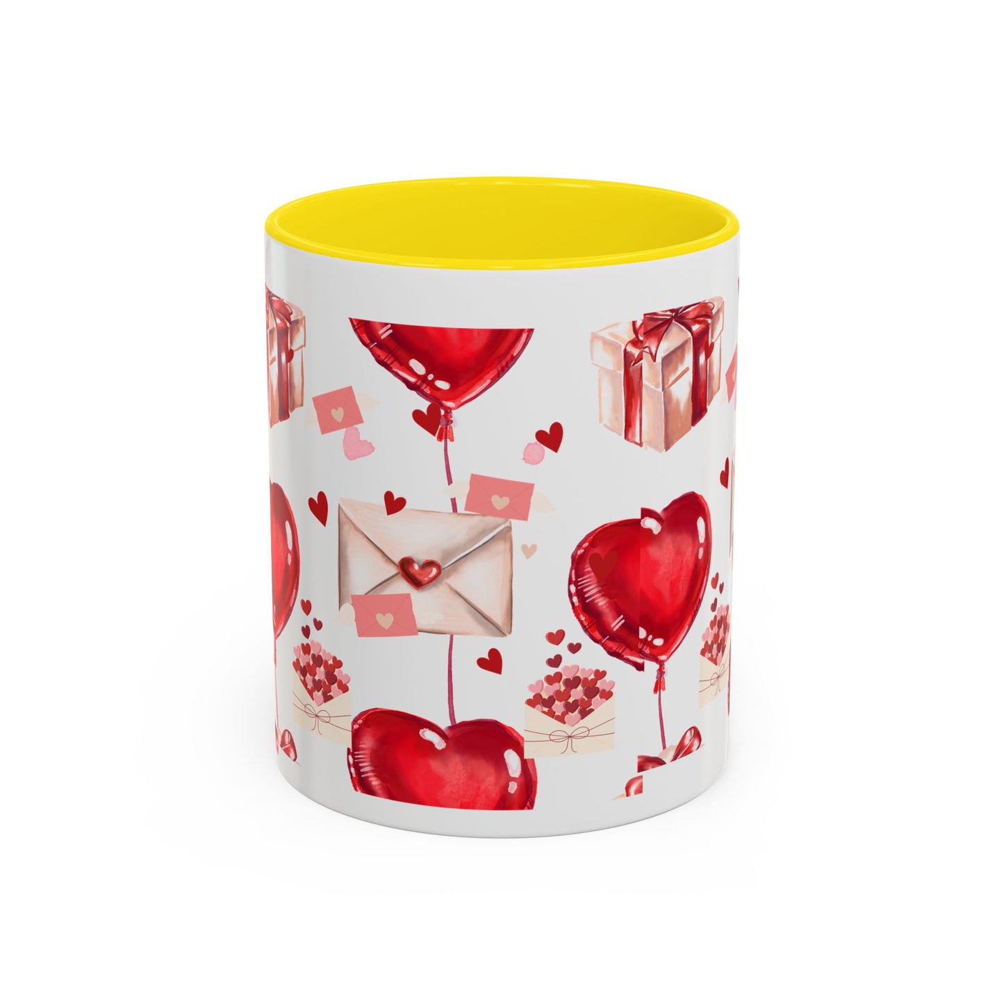 Valentine Heart Balloons & Love Letters Accent Coffee Mug