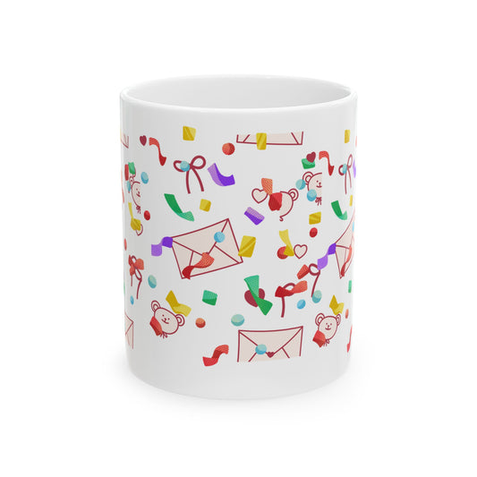 Confetti Love Letters Ceramic Mug — Cute Valentine’s Day Coffee Cup (11oz & 15oz)