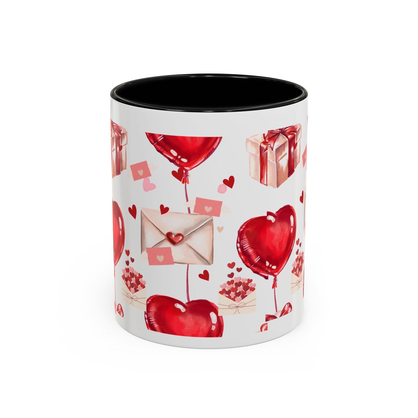 Valentine Heart Balloons & Love Letters Accent Coffee Mug