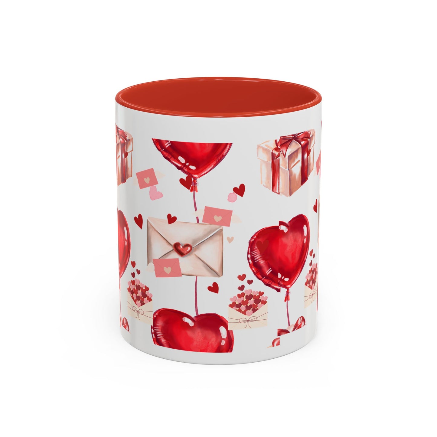 Valentine Heart Balloons & Love Letters Accent Coffee Mug