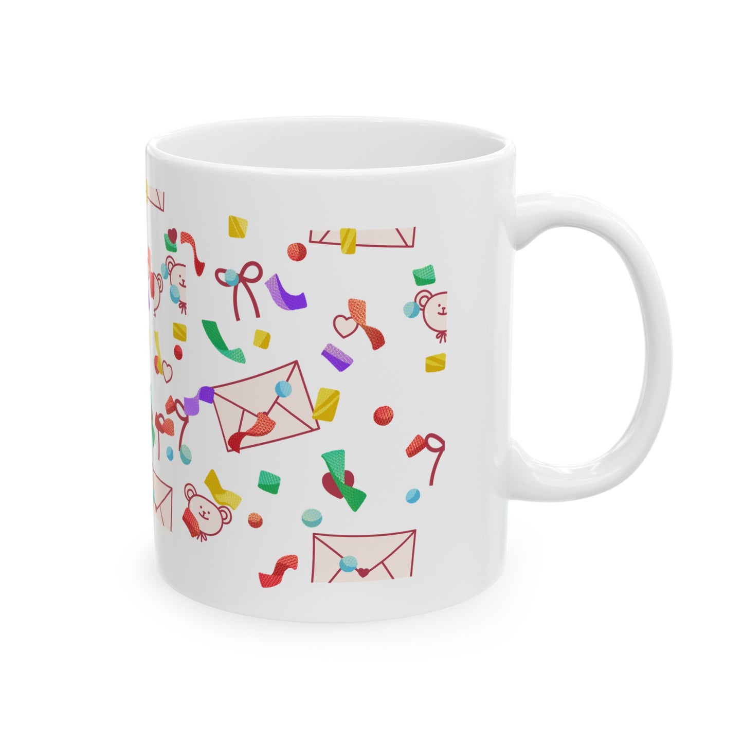 Confetti Love Letters Ceramic Mug — Cute Valentine’s Day Coffee Cup (11oz & 15oz)