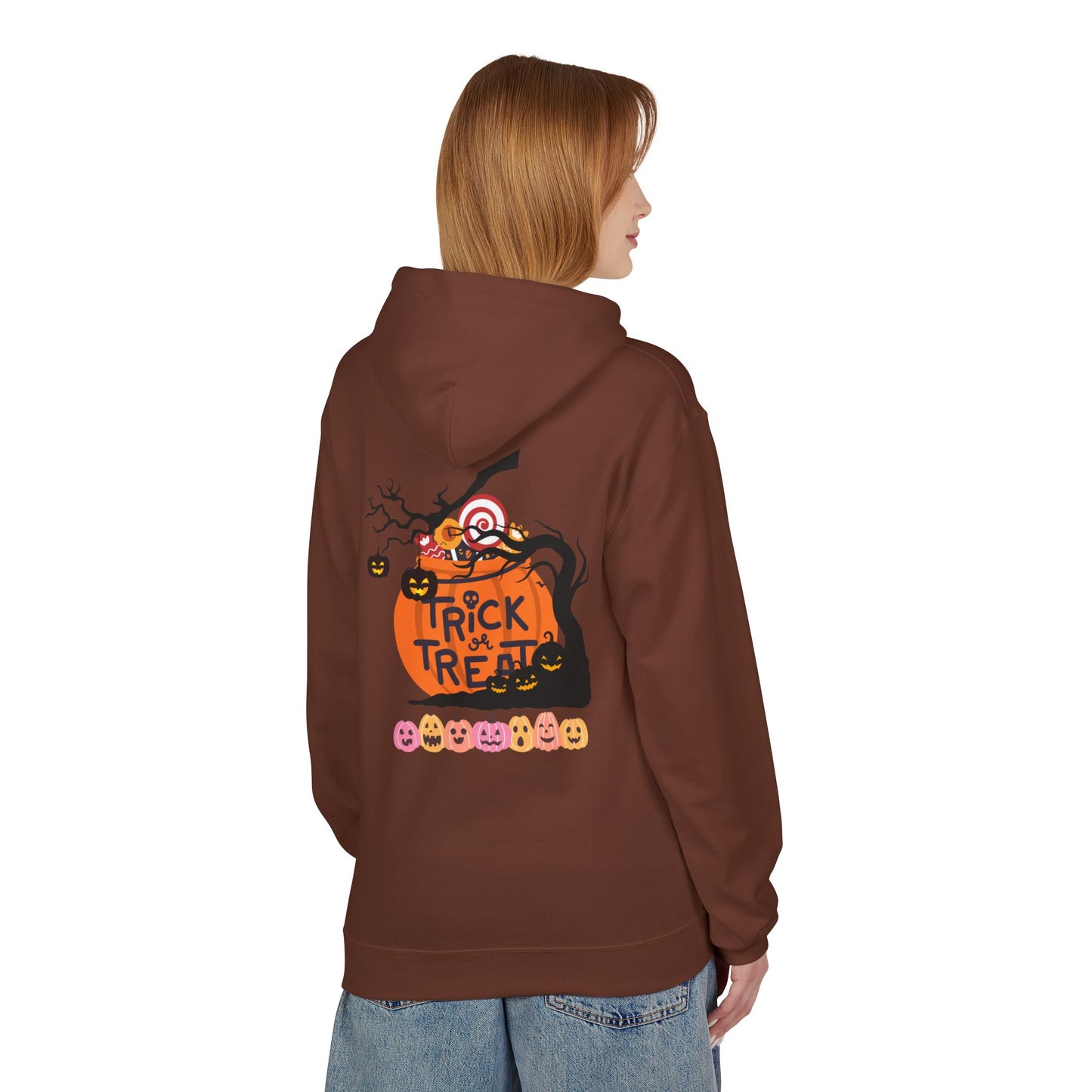 Halloween Fleece Hoodie, Cozy Trick or Treat Sweater, Unisex Fall Apparel, Spooky Season Gift, Festive Celebration Wear