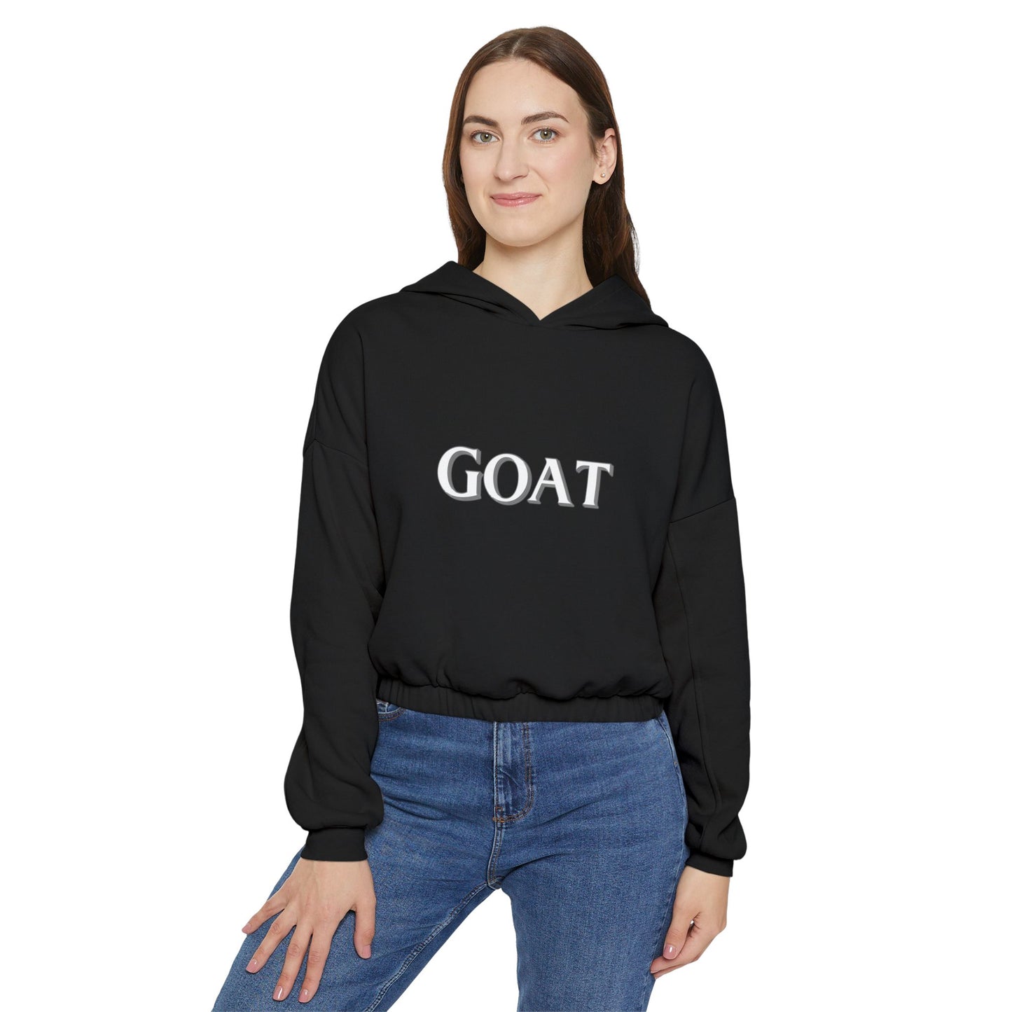 GOAT Women's Cinched Bottom Hoodie, Casual Hoodie, Trendy Sweatshirt, Gift for Her, Everyday Wear, Stylish Hooded Top