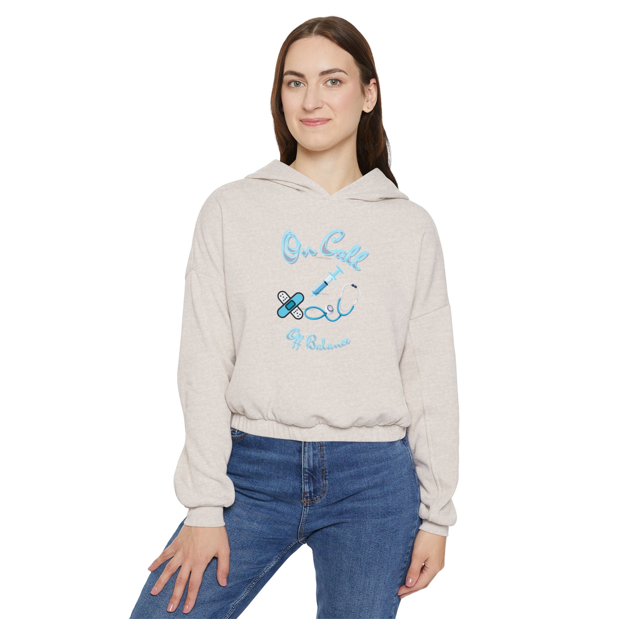 On Call Women's Cinched Bottom Hoodie, Comfy Hoodie for Nurses, Medical Staff Sweatshirt, Gift for Healthcare Workers, Casual Wear