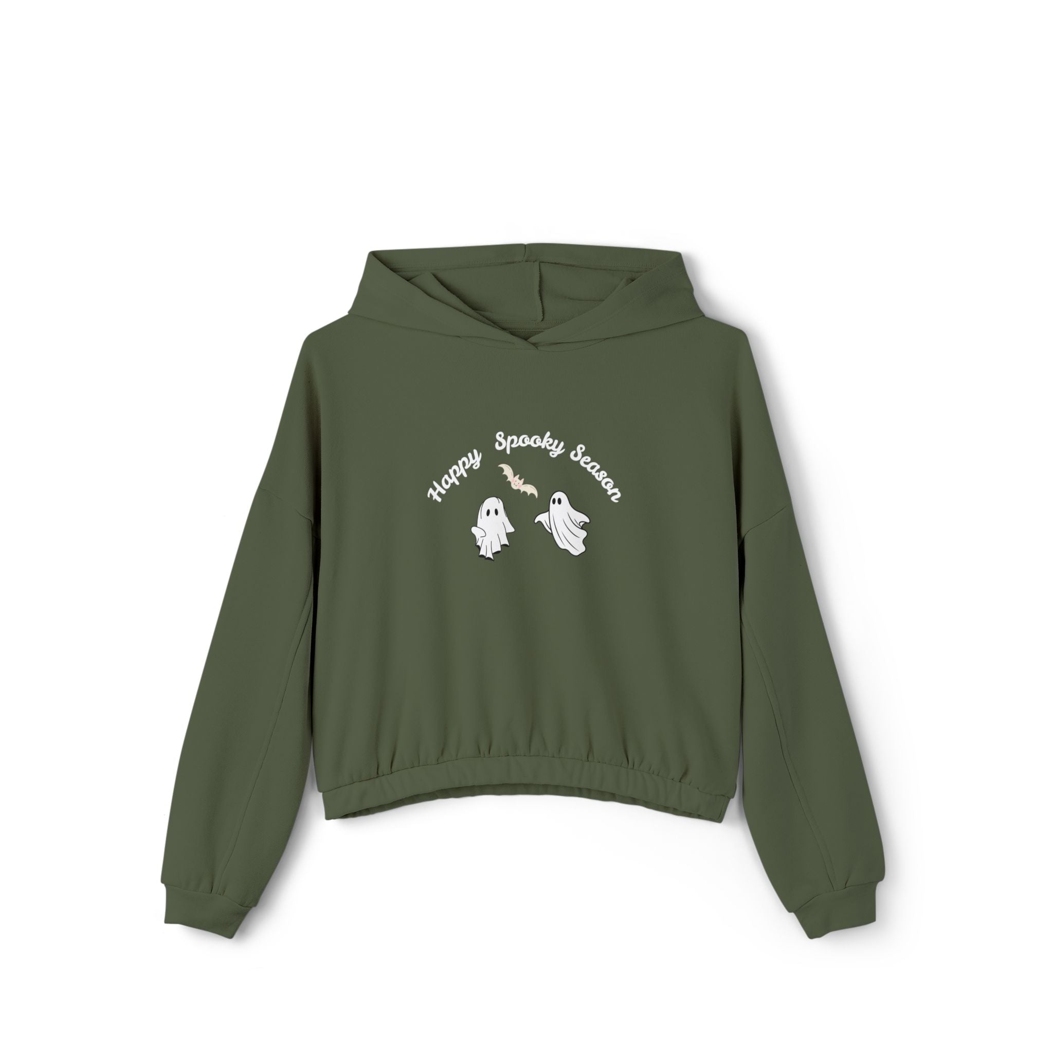 Halloween Ghosts Hoodie, Women's Cinched Bottom Hoodie, Spooky Season Apparel, Cozy Sweatshirt, Halloween Gift, Cute Ghost Hoodie
