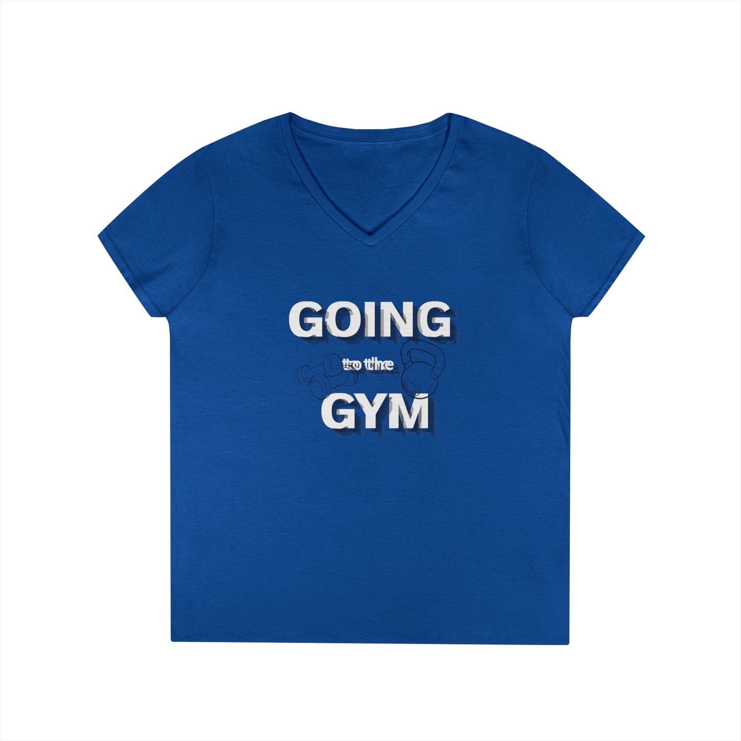 Going Gym V-Neck T-Shirt — Women's Fitness Tee with Dumbbell Graphic
