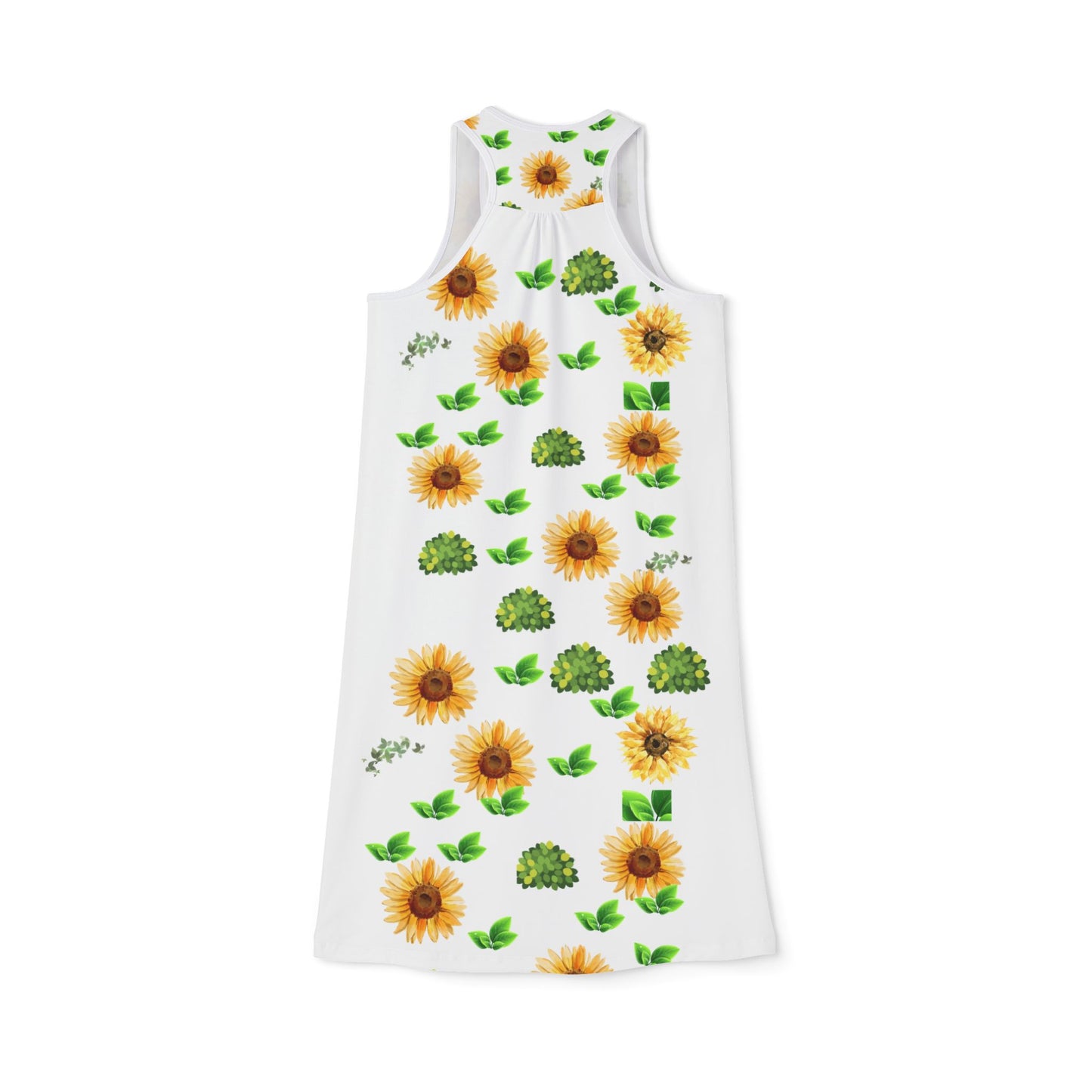 Sunflower & Greenery Racerback Dress — Floral Summer Sundress