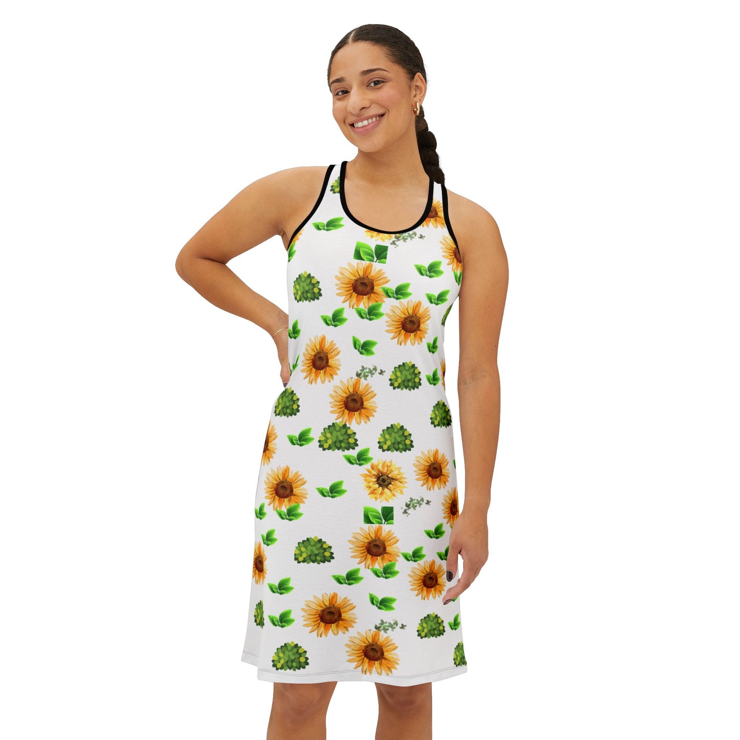Sunflower & Greenery Racerback Dress — Floral Summer Sundress
