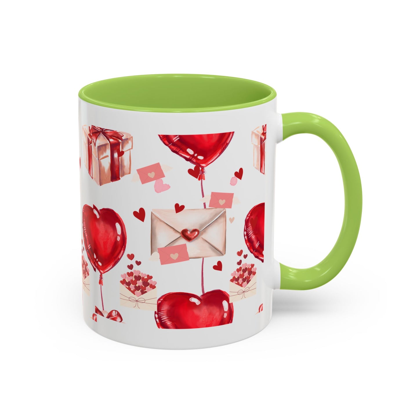 Valentine Heart Balloons & Love Letters Accent Coffee Mug