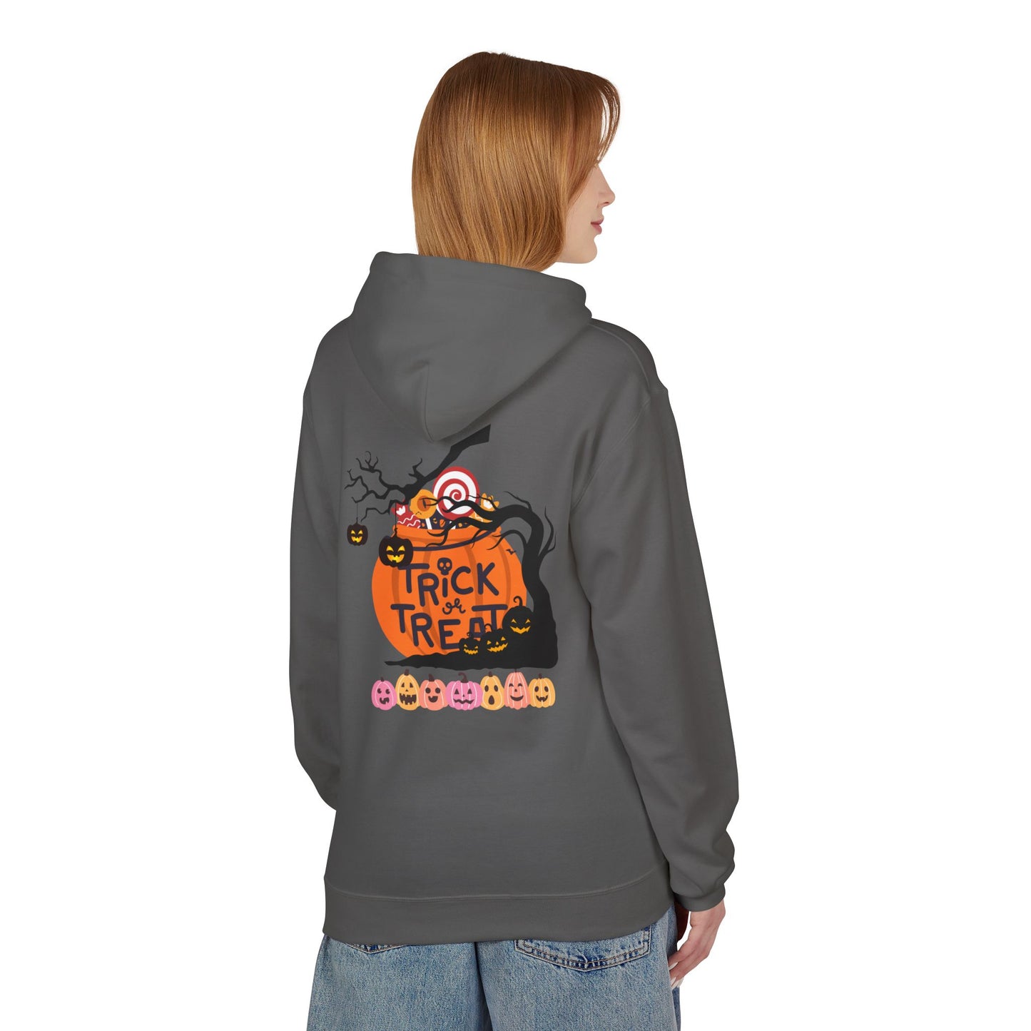Halloween Fleece Hoodie, Cozy Trick or Treat Sweater, Unisex Fall Apparel, Spooky Season Gift, Festive Celebration Wear