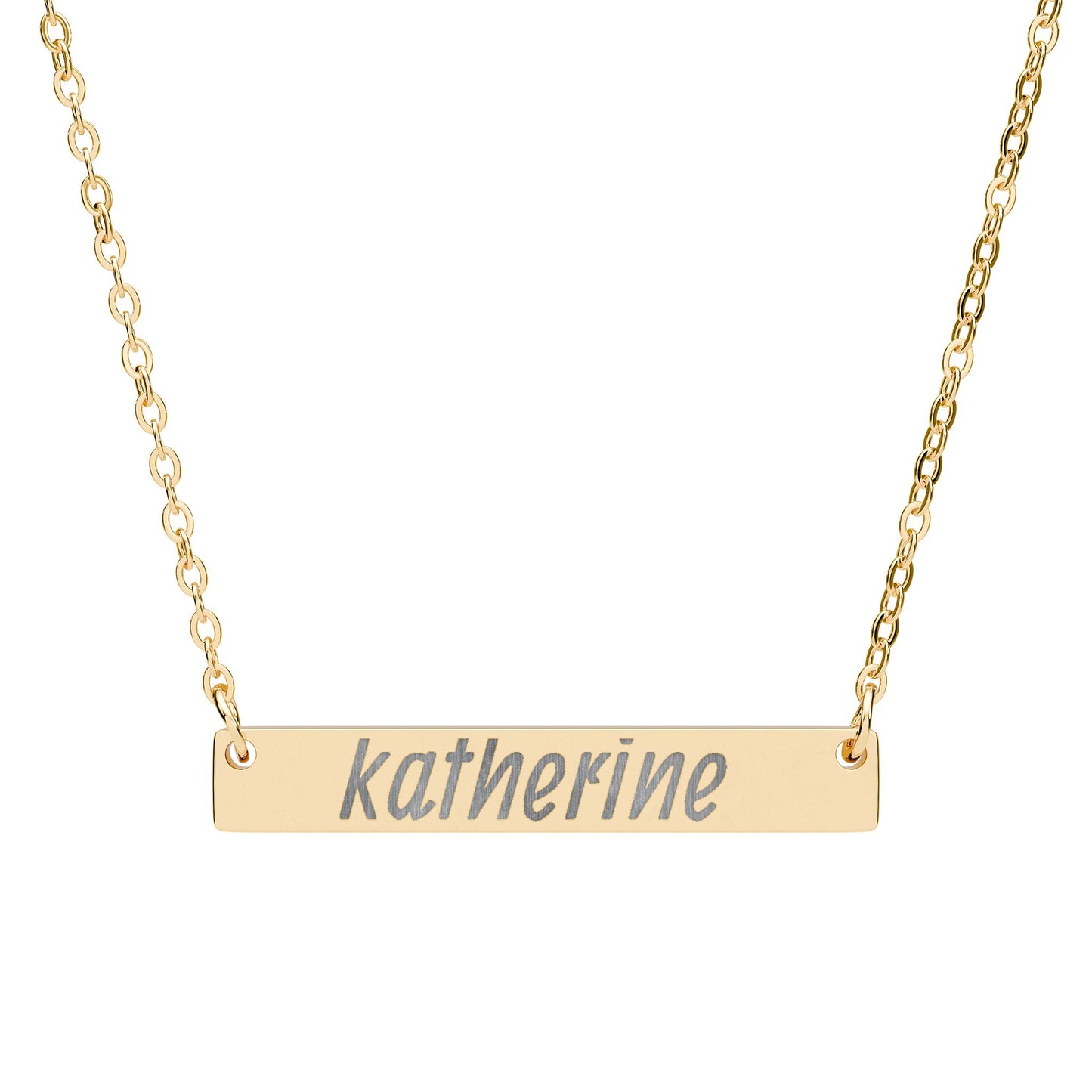 Personalized Horizontal Bar Necklace — Engraved Name Pendant