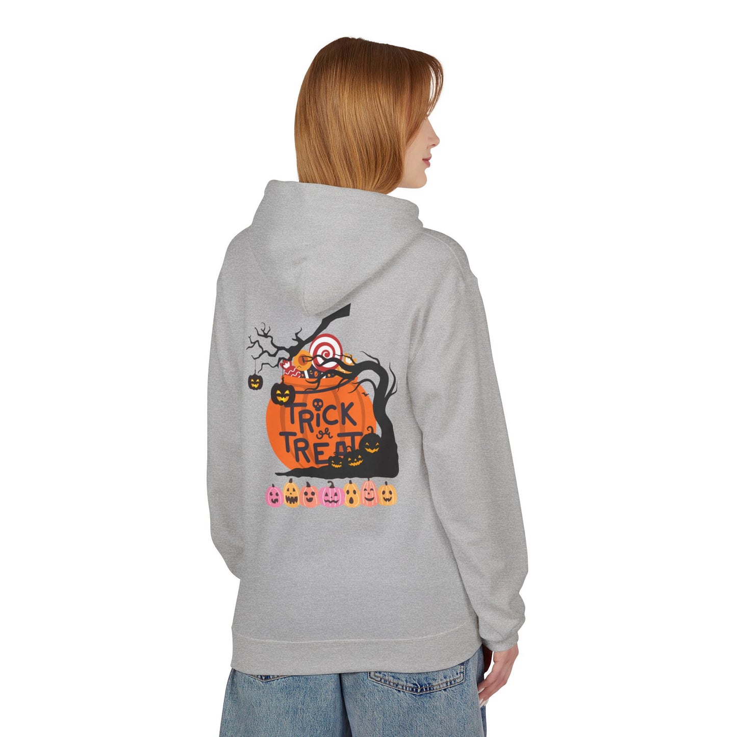 Halloween Fleece Hoodie, Cozy Trick or Treat Sweater, Unisex Fall Apparel, Spooky Season Gift, Festive Celebration Wear