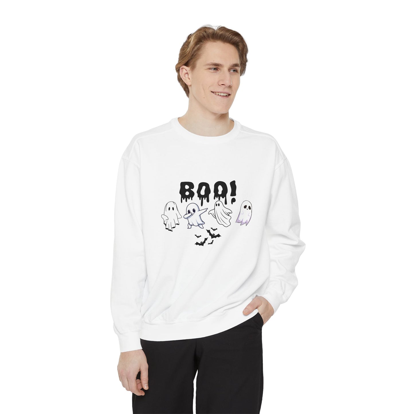 Boo Ghost Sweatshirt, Halloween Cozy Top, Unisex Fall Apparel, Spooky Season Gift, Casual Sweatshirt for Celebrations