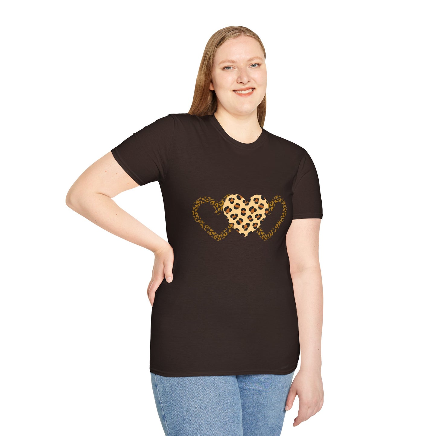Leopard Heart Love T-Shirt - Unisex Softstyle Tee for Animal Lovers